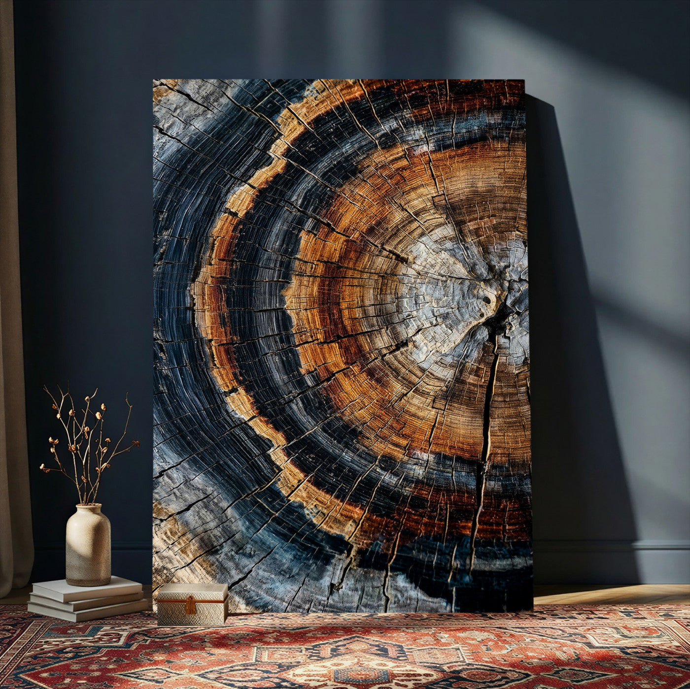92693966B-MGV-CV-24X36 - Abstract Wood Grain Canvas Print, Tree Ring Pattern Wall Art, Framed Canvas Ready to Hang