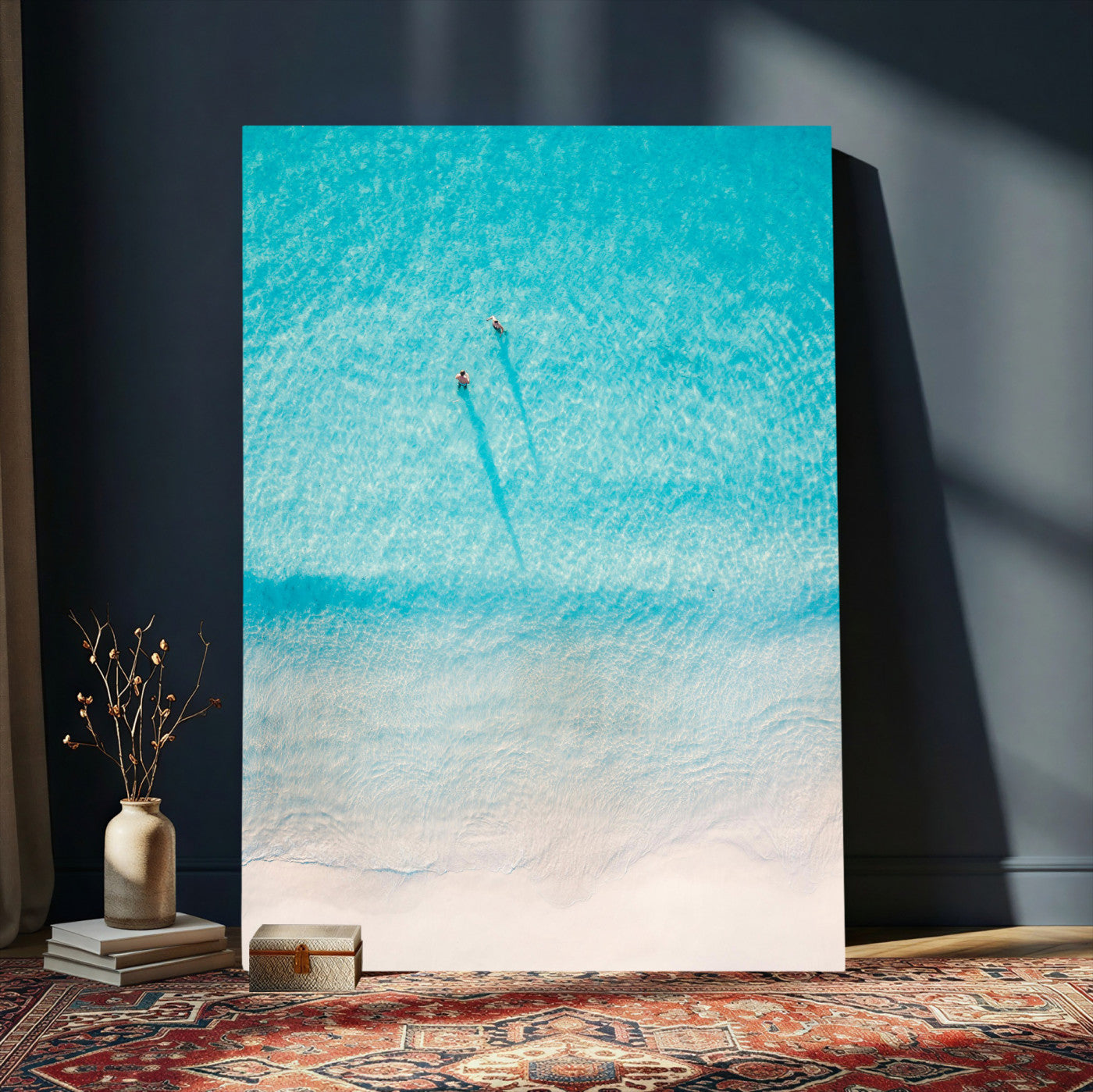 10632757-MGV-CV-24X36 - Aerial Turquoise Beach Wall Art Canvas Print – Minimal Coastal Ocean Photography Artwork Print for Living Room, Bedroom, and Modern Home Decor