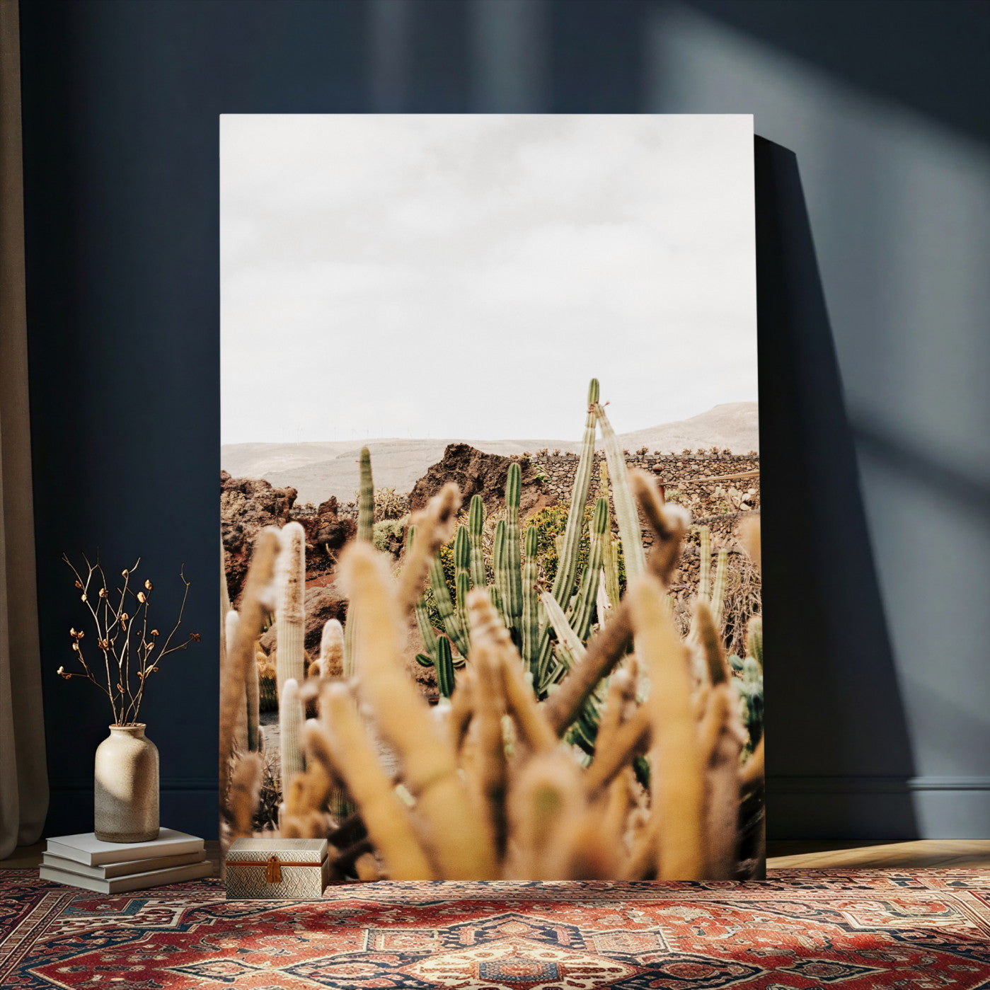 98315769-MGV-CV-24X36 - Minimal Desert Cactus Wall Art Canvas Print, Neutral Southwestern Landscape Nature Wall Decor for Modern Home