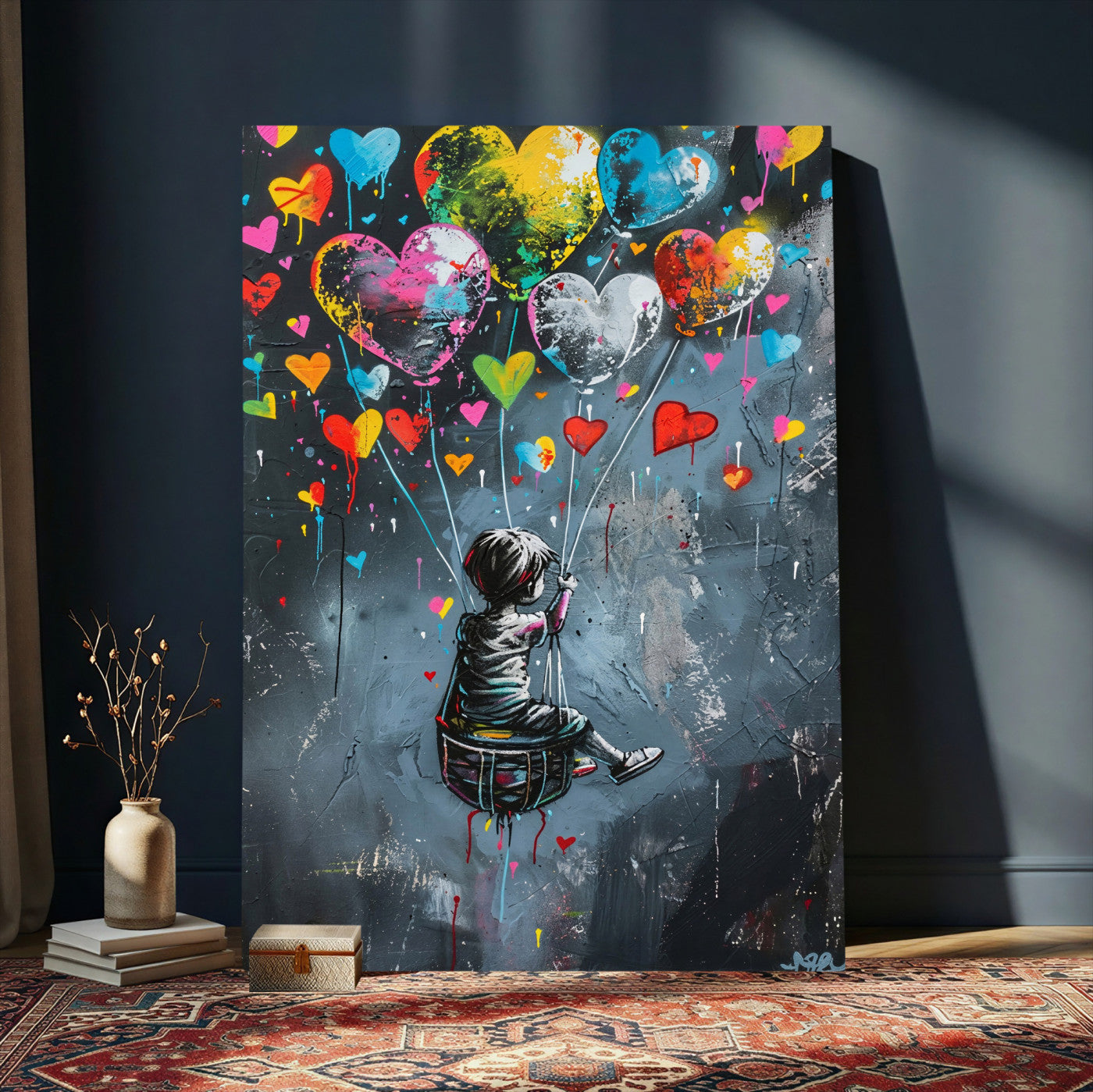 3812625445543-MGV-CV-24X36 - Banksy Balloon Canvas,Banksy Grafitti Art, Balloon Poster, Banksy Art, Wall Art Canvas Design, Ready To Hang Decoration,Wall Art