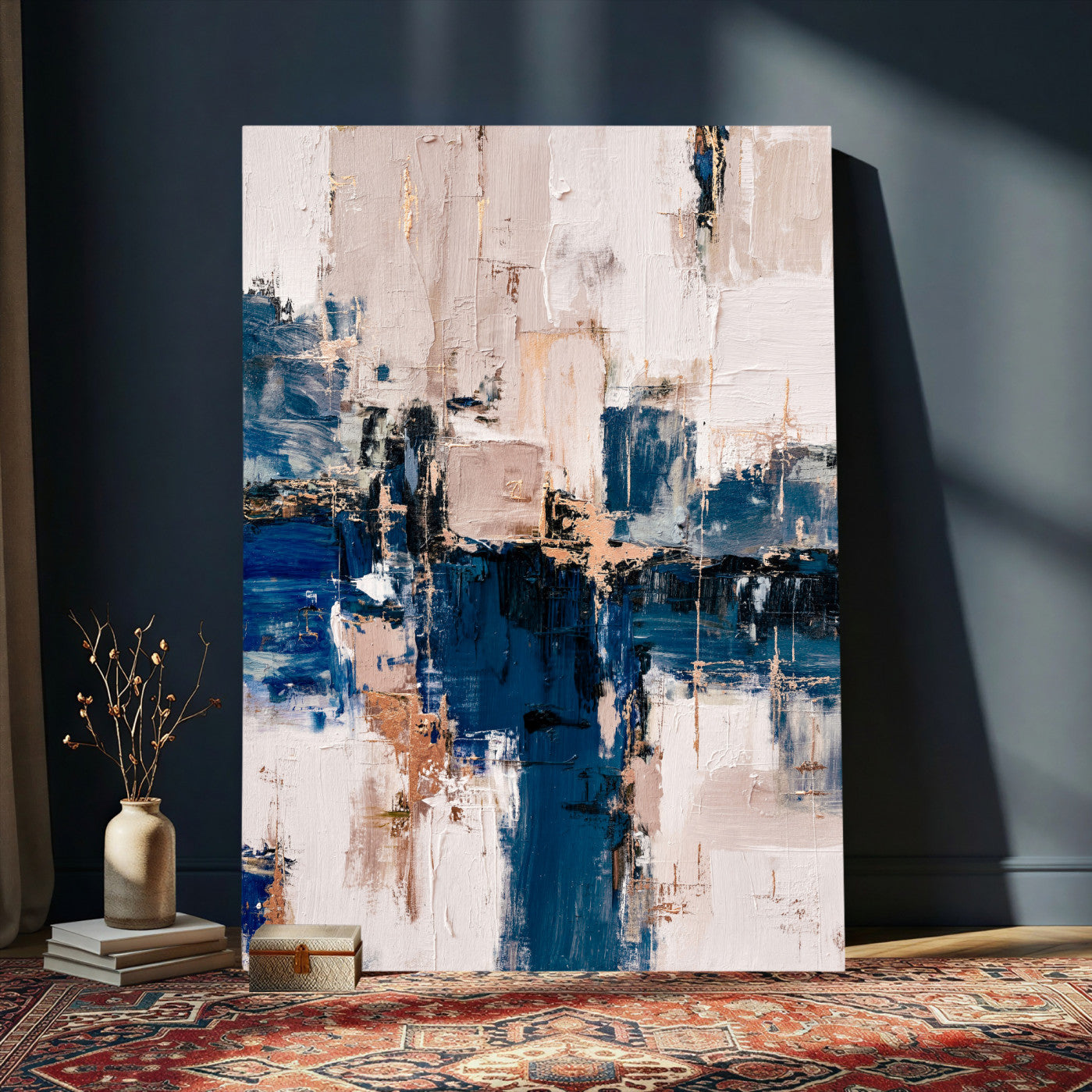 33344787-MGV-CV-24X36 - Abstract Navy Blue Wall Art Canvas Print