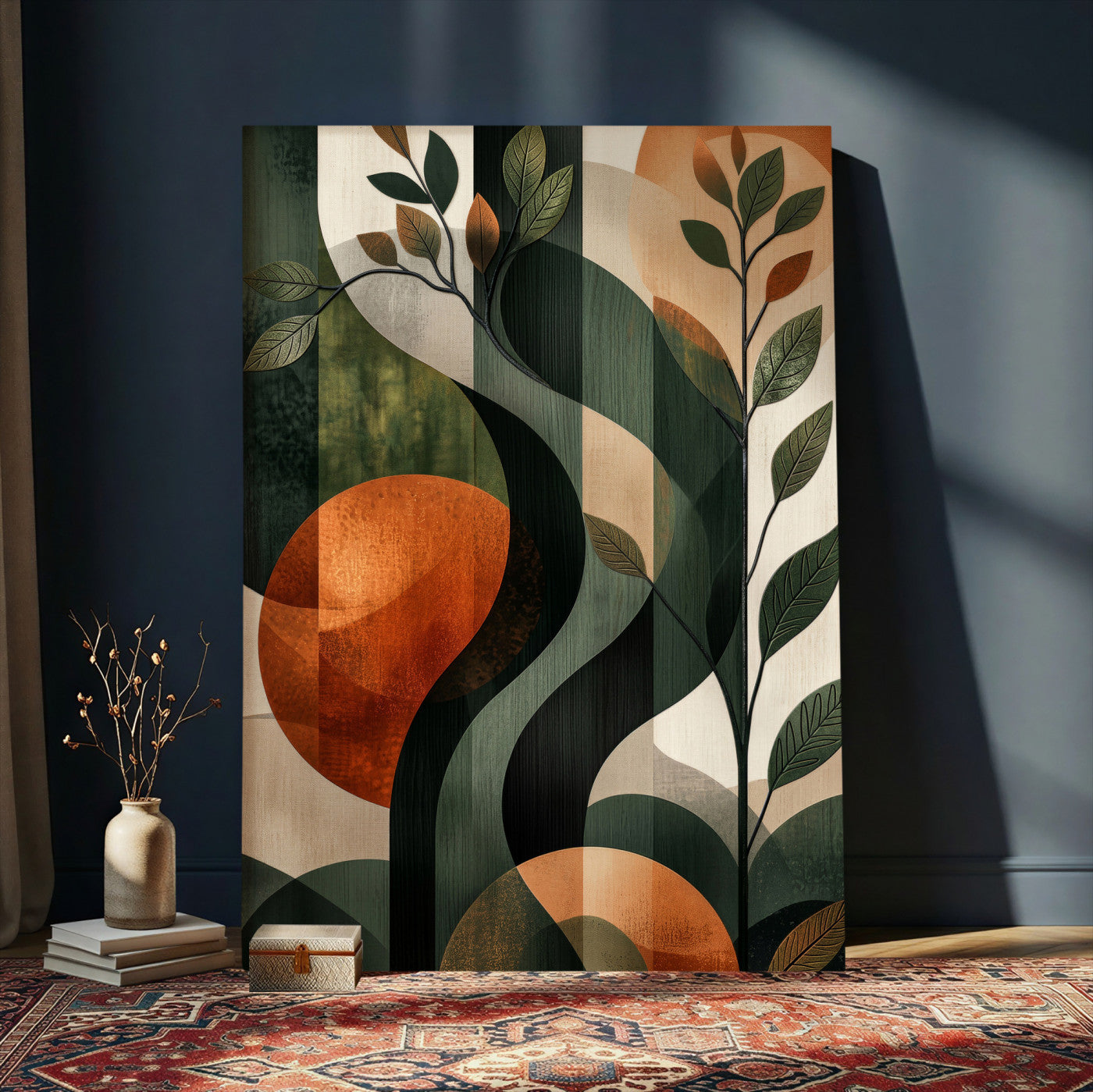 82797335-MGV-CV-24X36 - Abstract Green Flowers Wall Art Canvas Print