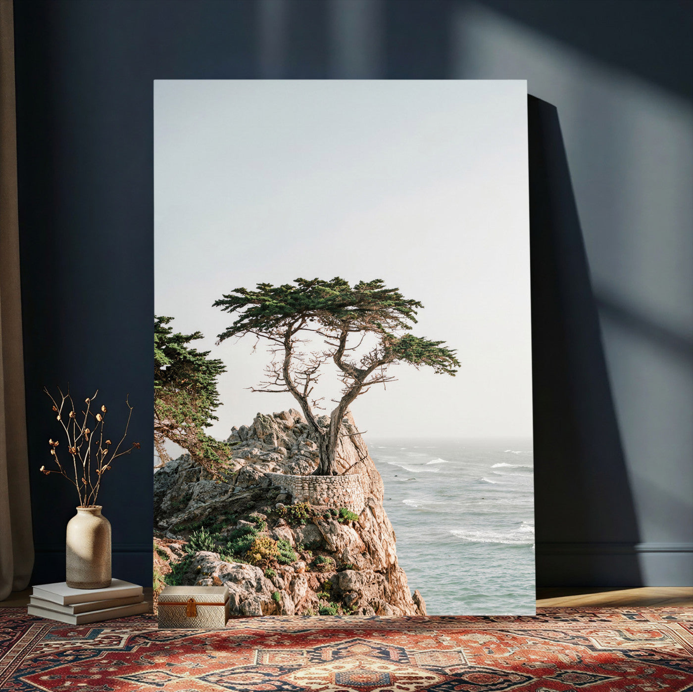 68839391-MGV-CV-24X36 - Lone Cypress Canvas Wall Art, Pebble Beach California Photography Print, Coastal Tree Ocean Decor, Monterey Nature Art, Minimalist Wall Art
