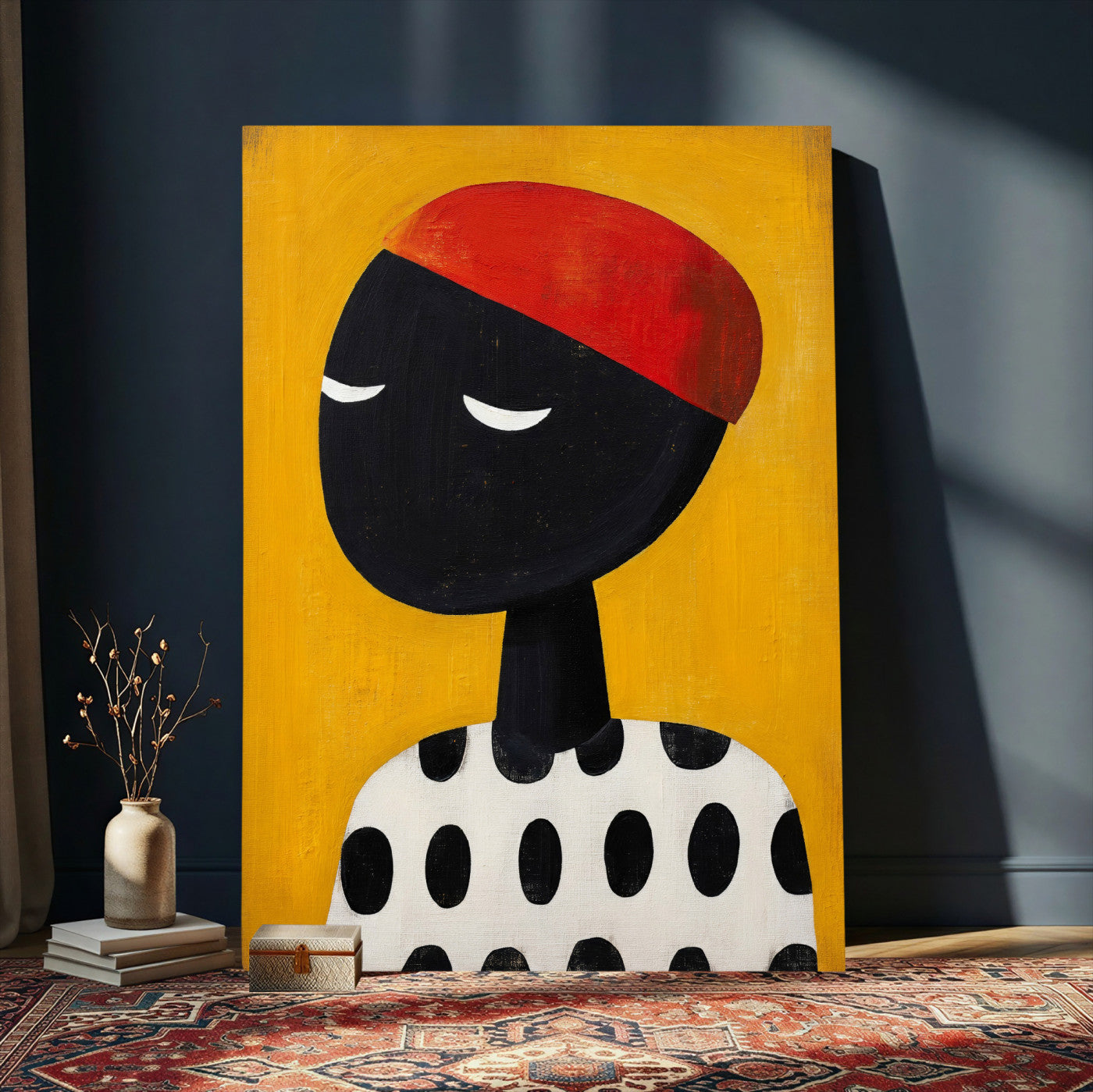 89224103-MGV-CV-24X36 - Abstract Portrait Wall Art Canvas Print, Framed Modern Figurative Artwork, Minimalist Contemporary Statement Wall Decor