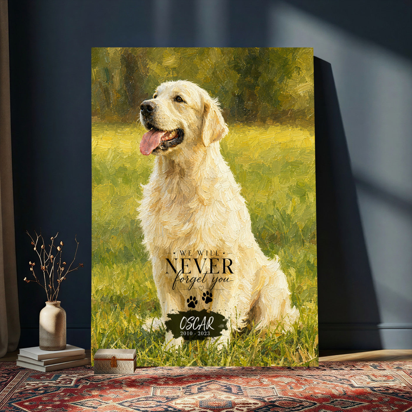 38460512V3-MGV-CV-24X36 - Pet Memorial Wall Art Canvas Print, Custom Dog Memorial Portrait, Personalized Angel Pet Loss Gift, Angel Wings Puppy Print