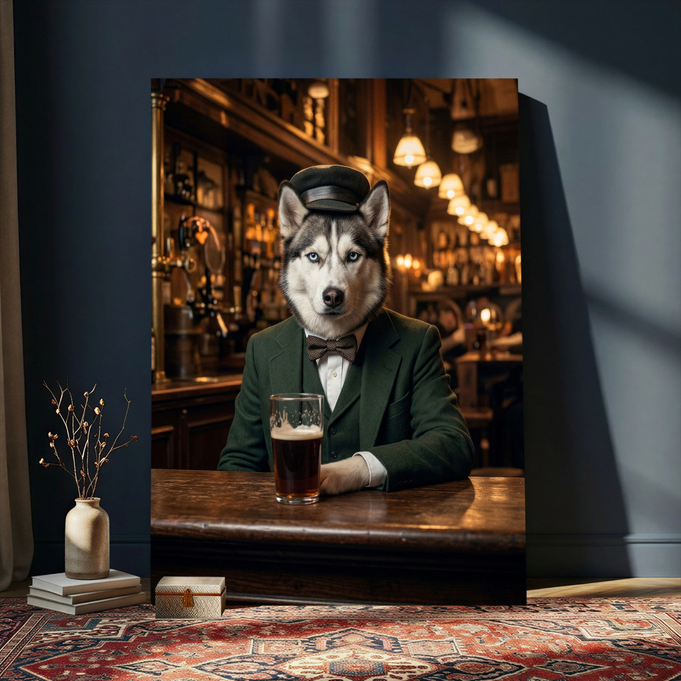 38460512H3-MGV-CV-24X36 - Custom Pet Portrait Canvas, Your Dog or Cat as a Dapper Human Character, Funny Personalized Animal Art