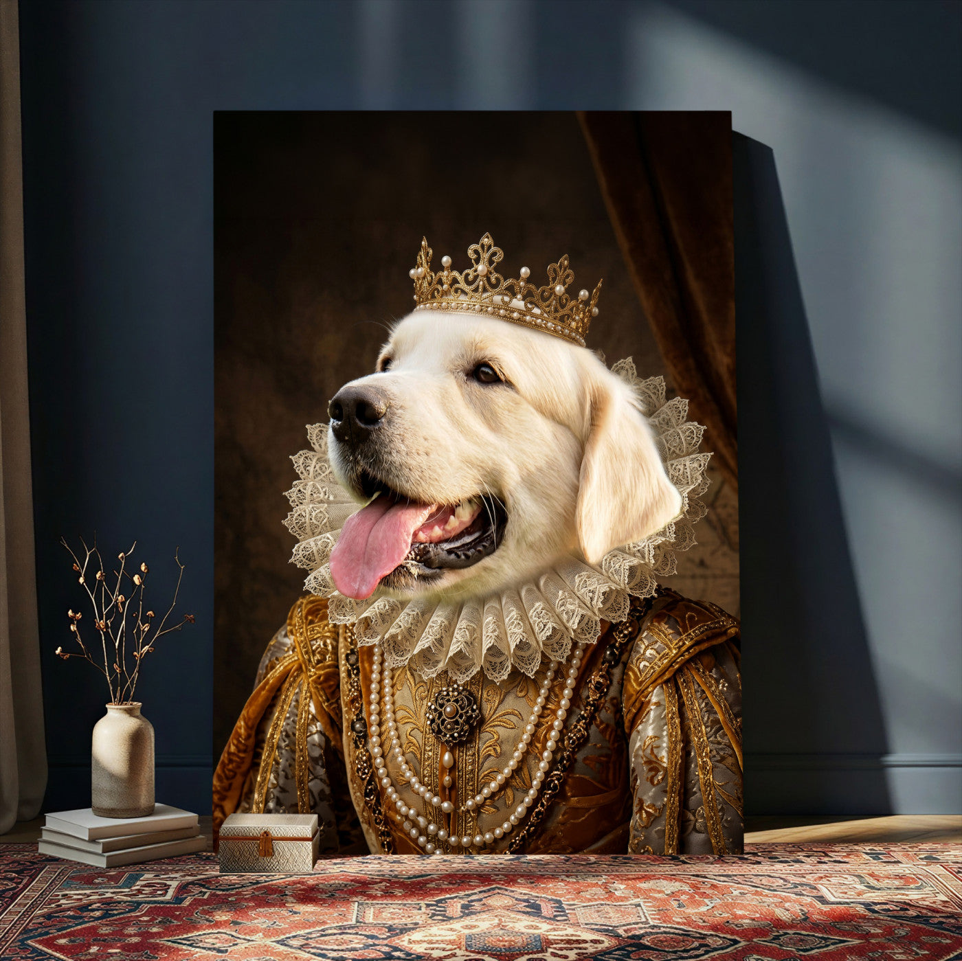 38460512L1-MGV-CV-24X36 - Custom Royal Pet Portrait Canvas, Your Dog or Cat as Queen King Aristocrat, Personalized Regal Animal Art