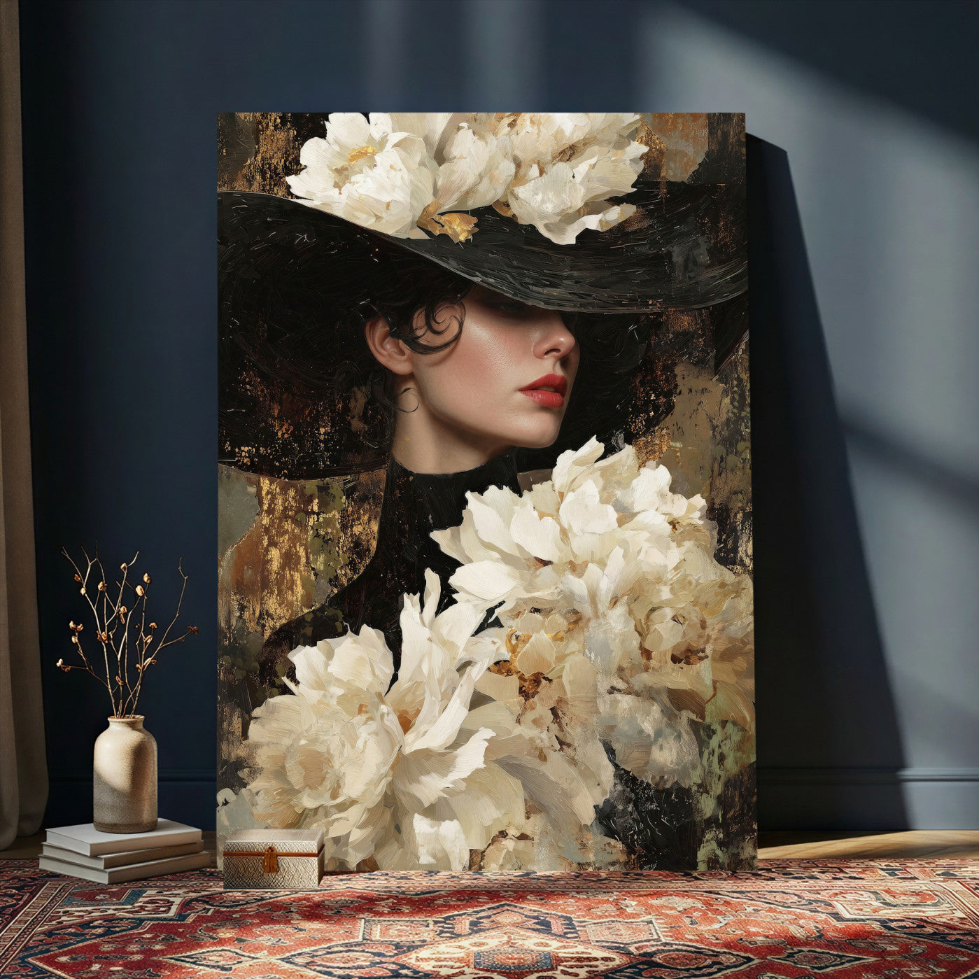 34147087-MGV-CV-24X36 - Glamour Woman Portrait Canvas Wall Art, Elegant Patel Women Portrait Print
