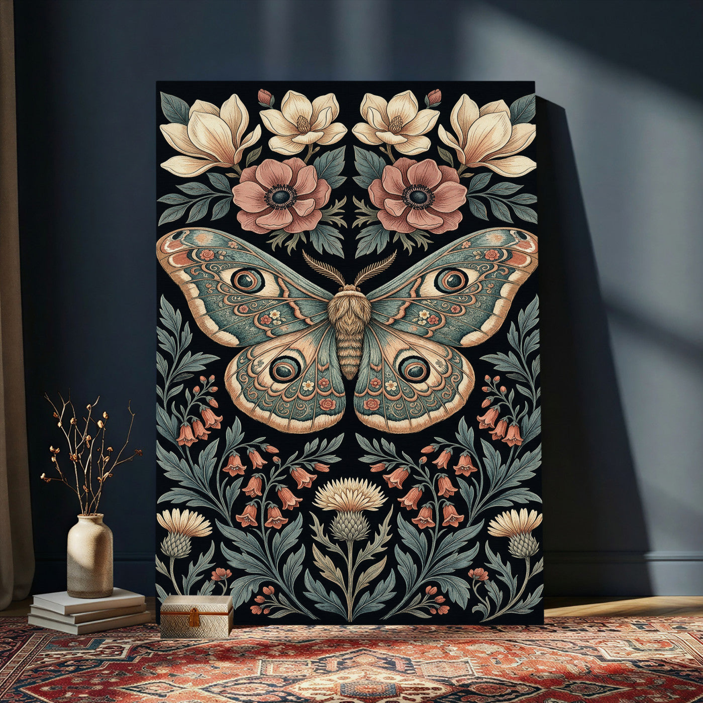 53492618-MGV-CV-24X36 - William Morris Style Prints Canvas Wall Art Lnner Framed, Vintage Bee Botanical Floral Wall Art Decor Pictures for Livingroom, Animals Pictures Decor Artwork