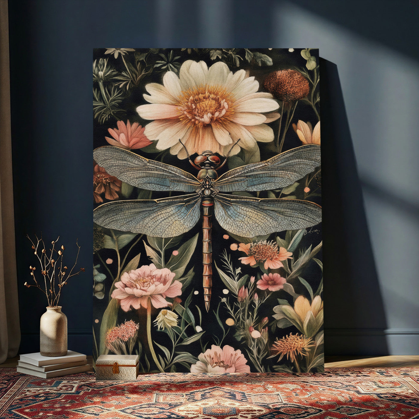 42409493-MGV-CV-24X36 - William Morris Style Prints Canvas Wall Art Lnner Framed, Vintage Bee Botanical Floral Wall Art Decor Pictures for Livingroom, Animals Pictures Decor Artwork
