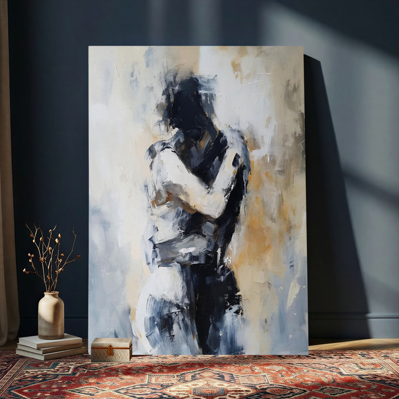 78448953-MGV-CV-24X36 - Monochrome Figurative Abstract Canvas Wall Art Moody Figure Oil Painting Print