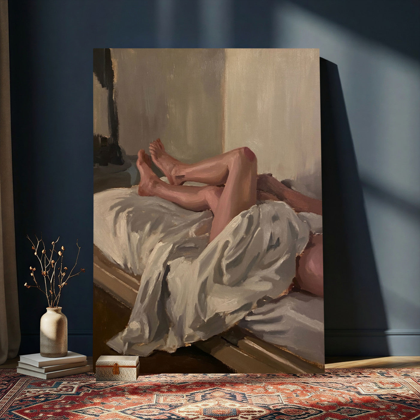 32200836-MGV-CV-24X36 - Gay Love in Bed Wall Art Canvas Print - Mood Impressionist Oil Painting Fine Art