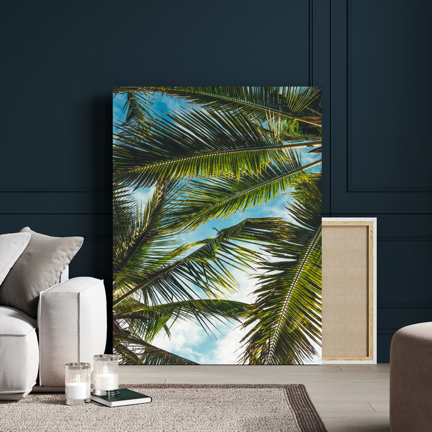 31086560-MGV-CV-24X36-Palm Leaves Wall Art Canvas Print – Framed Tropical Vibes Green Foliage Nature Scene Artwork for Home Office