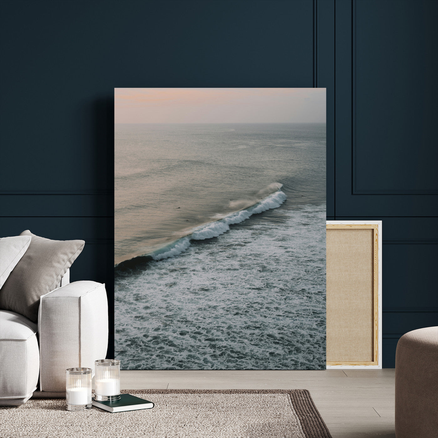 88999168-MGV-CV-24X36-Ocean Waves Wall Art Canvas Print – Framed Coastal Serenity Relaxing Ocean Scene Artwork for Home Office