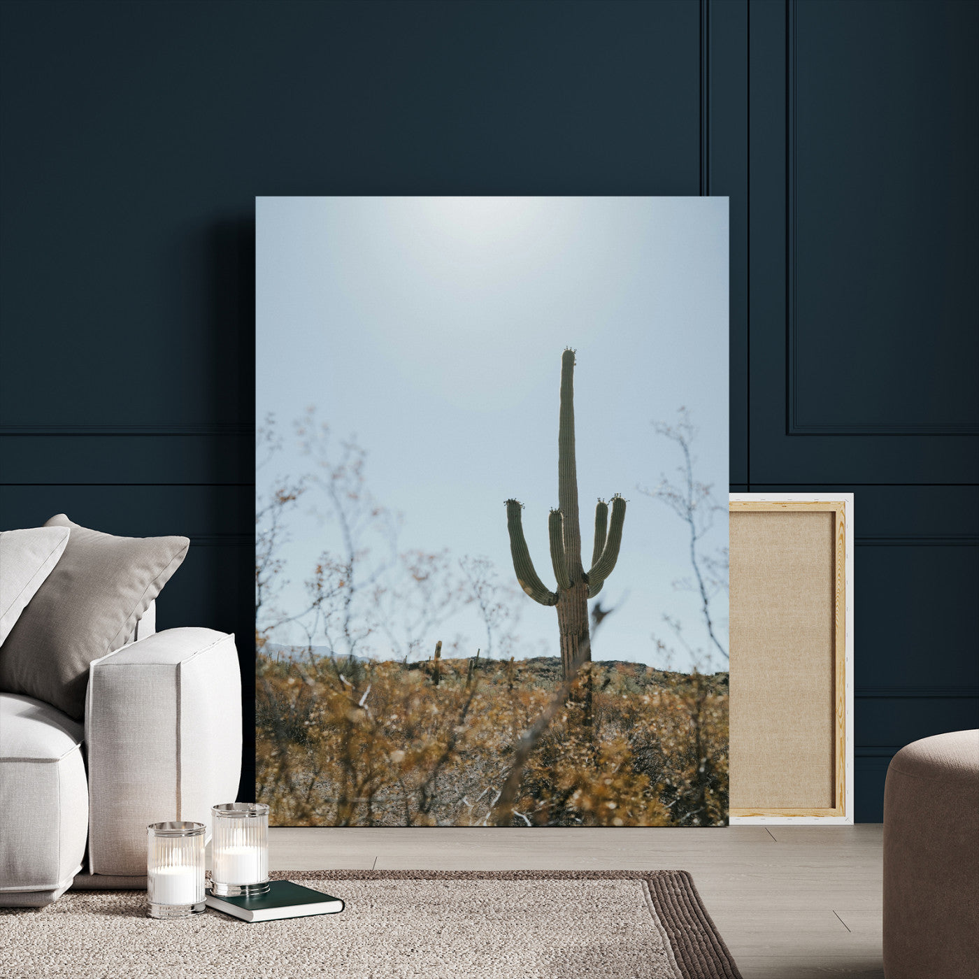 72537171-MGV-CV-24X36-Saguaro Cactus Wall Art Canvas Print – Framed Southwestern Desert Landscape Nature Scene Artwork for Home Office