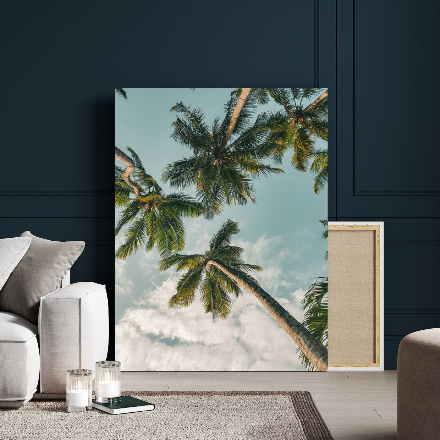 80452931-MGV-CV-24X36-Tropical Palm Trees Wall Art Canvas Print – Coastal Nature Summer Vibes Boho Coastal Artwork for Home, Office