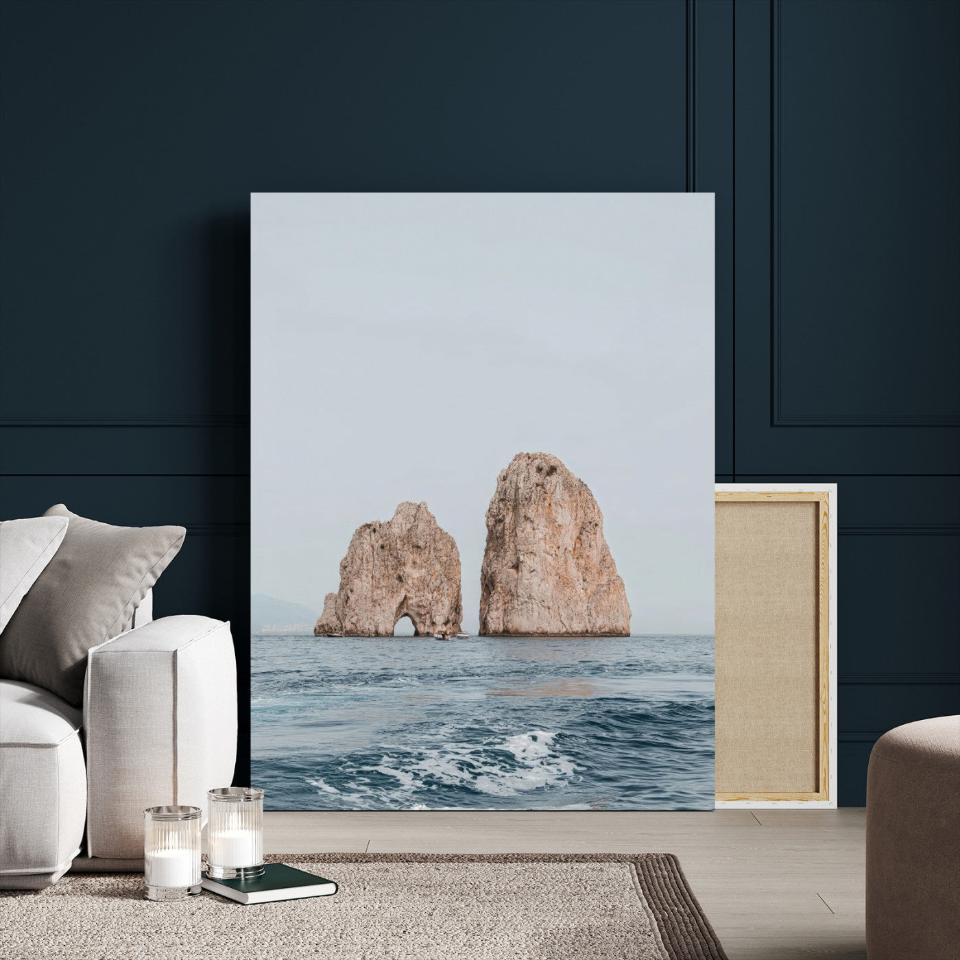 MGV-CV-24X36 - Majestic Sea Rock Formations Canvas Wall Art – Coastal Landscape Photography, Ocean View Decor,