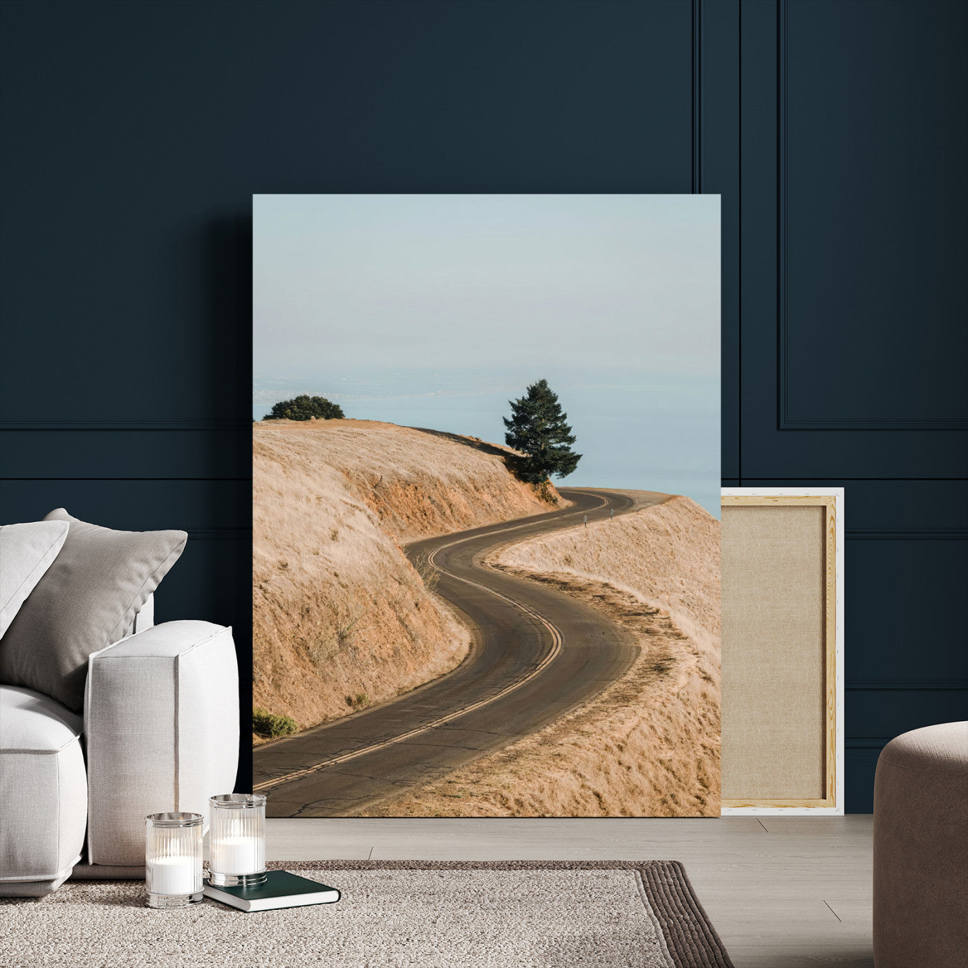 MGV-CV-24X36 - Winding Road Canvas Wall Art – Scenic Curvy Road Landscape, Large Minimalist Outdoor Decor, Wrapped