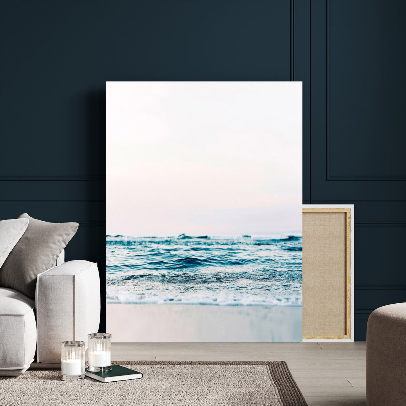 75569715-MGV-CV-24X36 - Minimal Ocean Wave Wall Art Canvas Print – Coastal Seascape Artwork for Living Room, Bedroom, and Office Decor