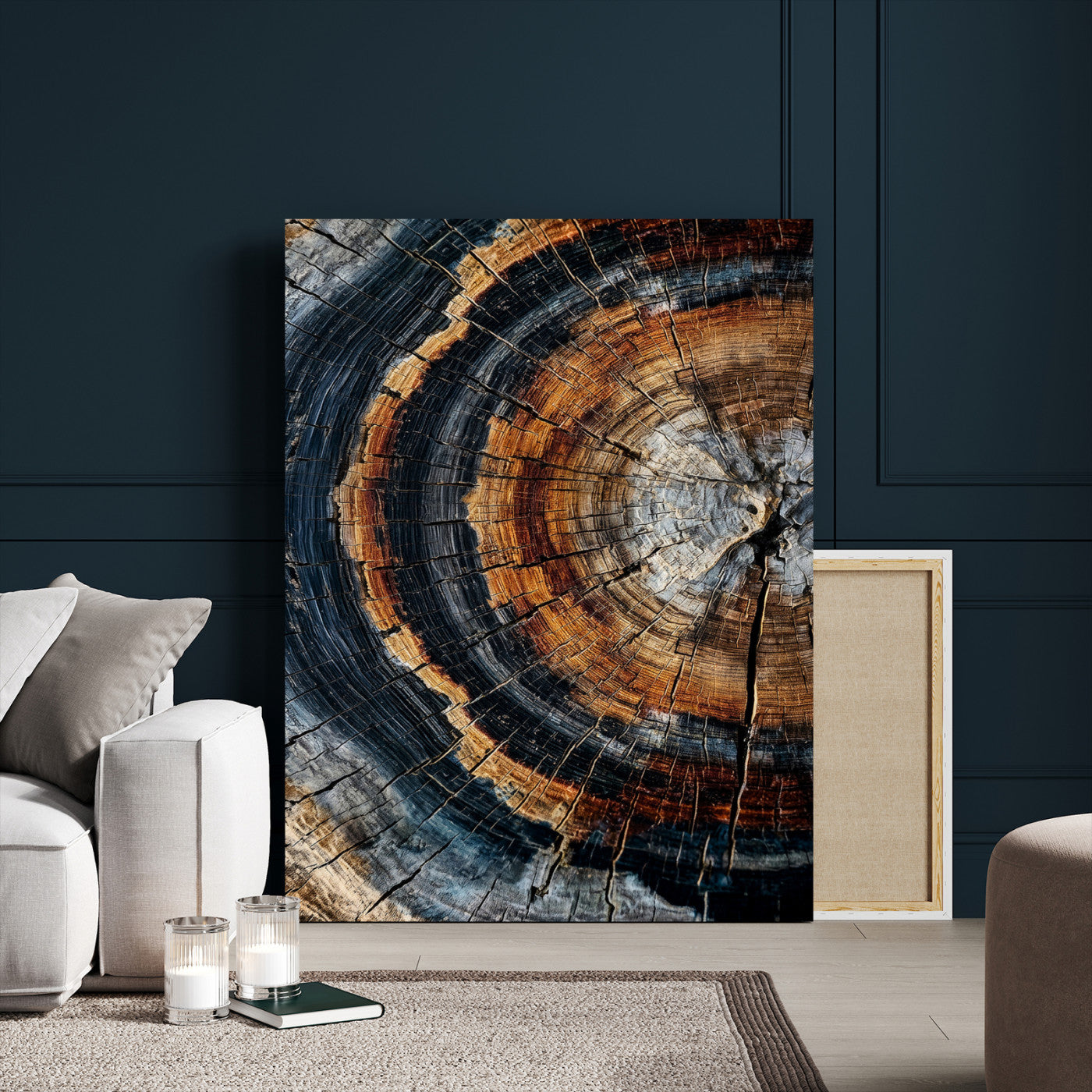 92693966B-MGV-CV-24X36 - Abstract Wood Grain Canvas Print, Tree Ring Pattern Wall Art, Framed Canvas Ready to Hang