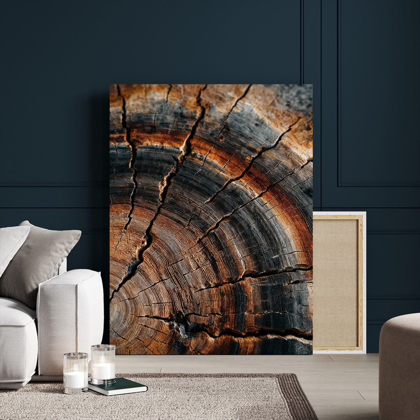 92693966D-MGV-CV-24X36 - Large Abstract Wood Grain Canvas Print, Wood Tree Ring Pattern Wall Art, Framed Canvas Ready to Hang