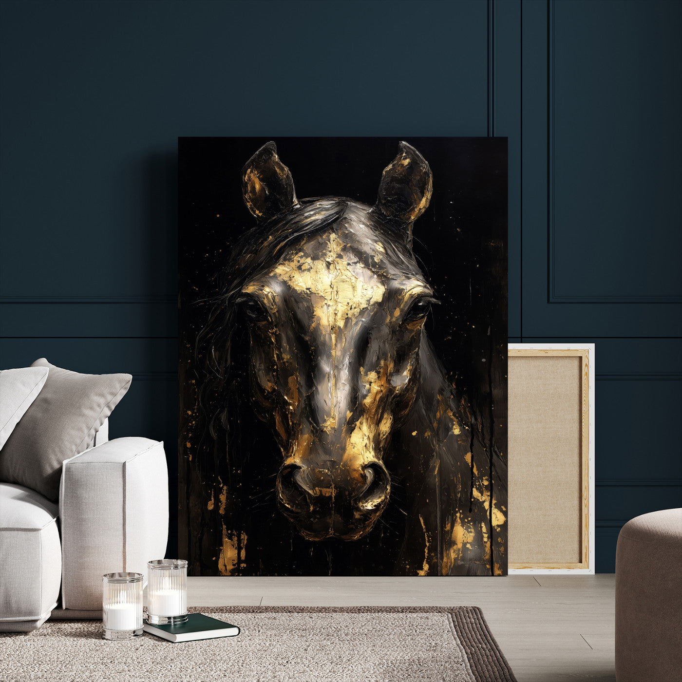 84049438-MGV-CV-24X36 - Abstract Horse Wall Art Canvas Print – Painting Style Western Equine Artwork Print for Living Room, Ranch, and Office Decor