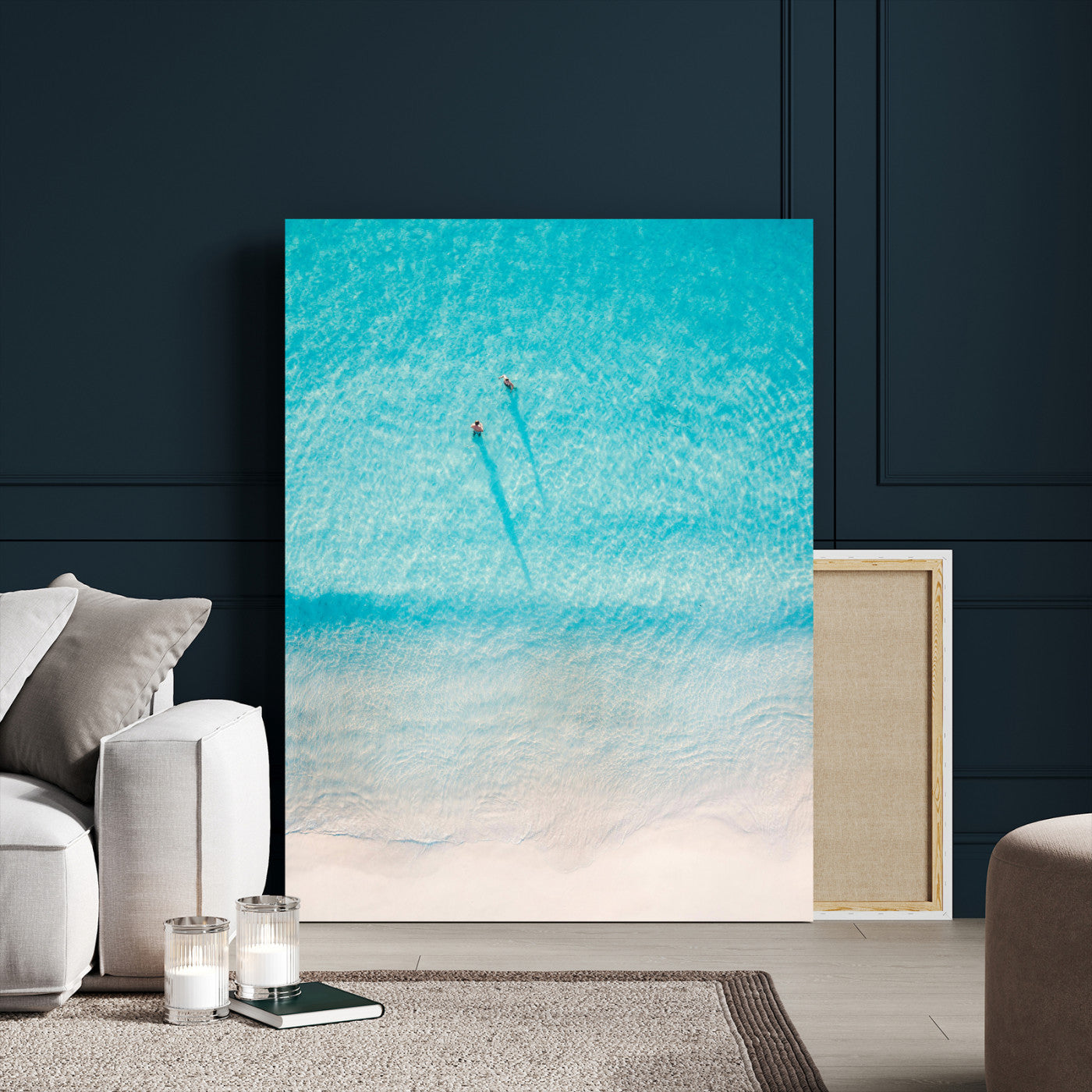 10632757-MGV-CV-24X36 - Aerial Turquoise Beach Wall Art Canvas Print – Minimal Coastal Ocean Photography Artwork Print for Living Room, Bedroom, and Modern Home Decor