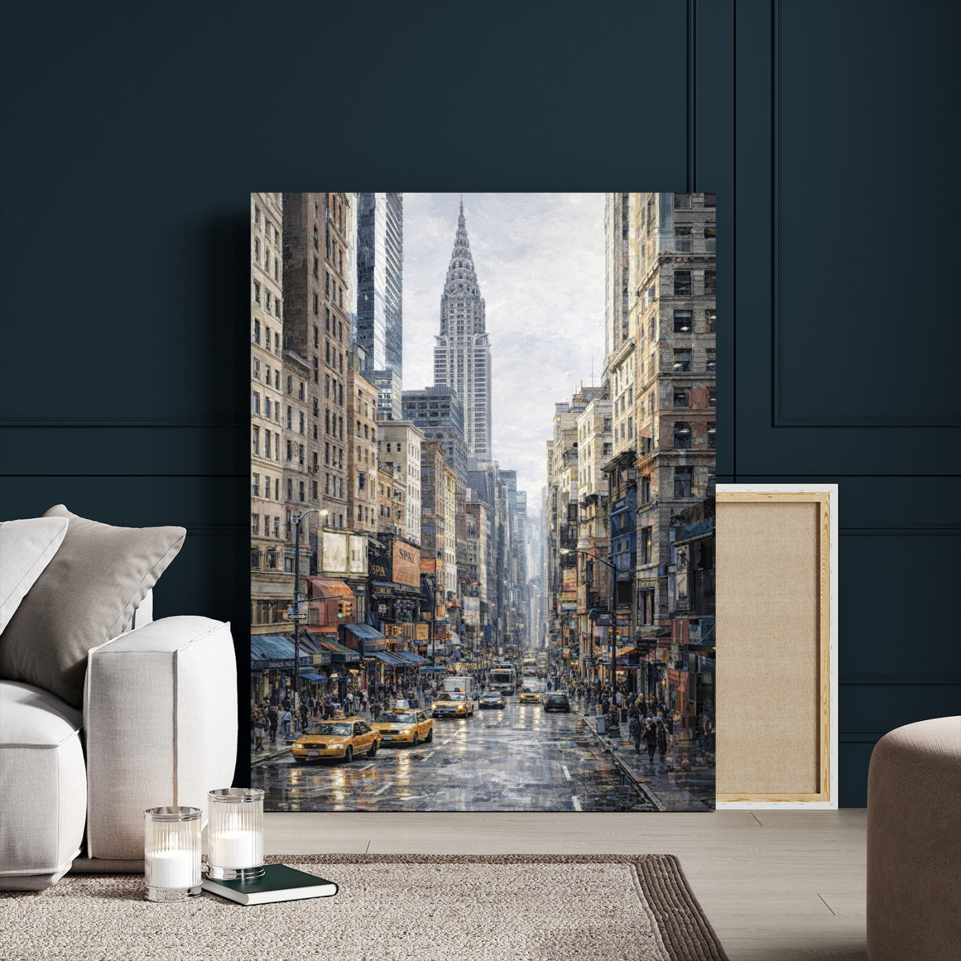 37693299-MGV-CV-24X36 - Chrysler Building New York Wall Art Canvas Print, Abstract NYC Street Painting Canvas Print, Modern Manhattan City Artwork for Living Room Decor
