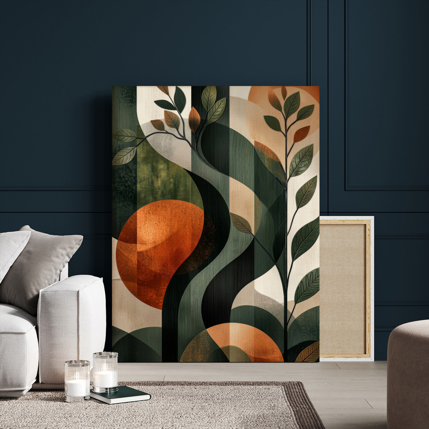 82797335-MGV-CV-24X36 - Abstract Green Flowers Wall Art Canvas Print