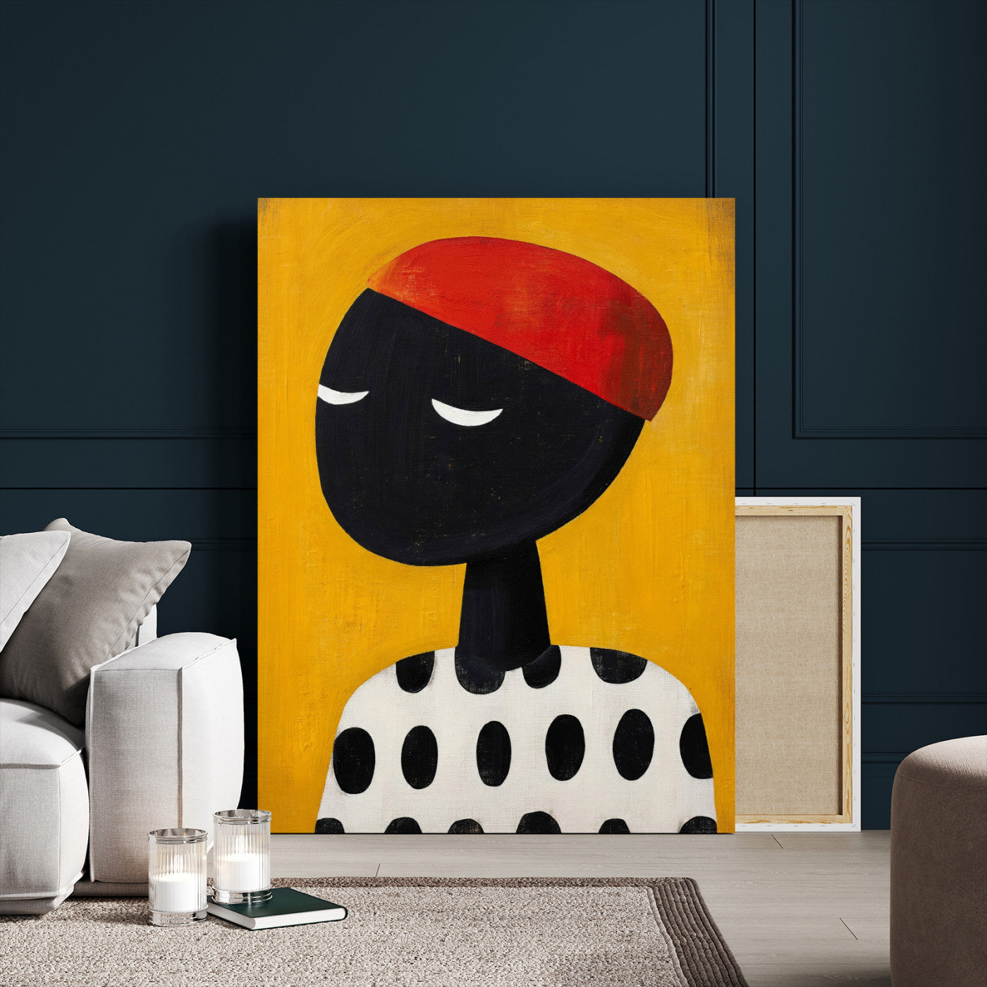 89224103-MGV-CV-24X36 - Abstract Portrait Wall Art Canvas Print, Framed Modern Figurative Artwork, Minimalist Contemporary Statement Wall Decor