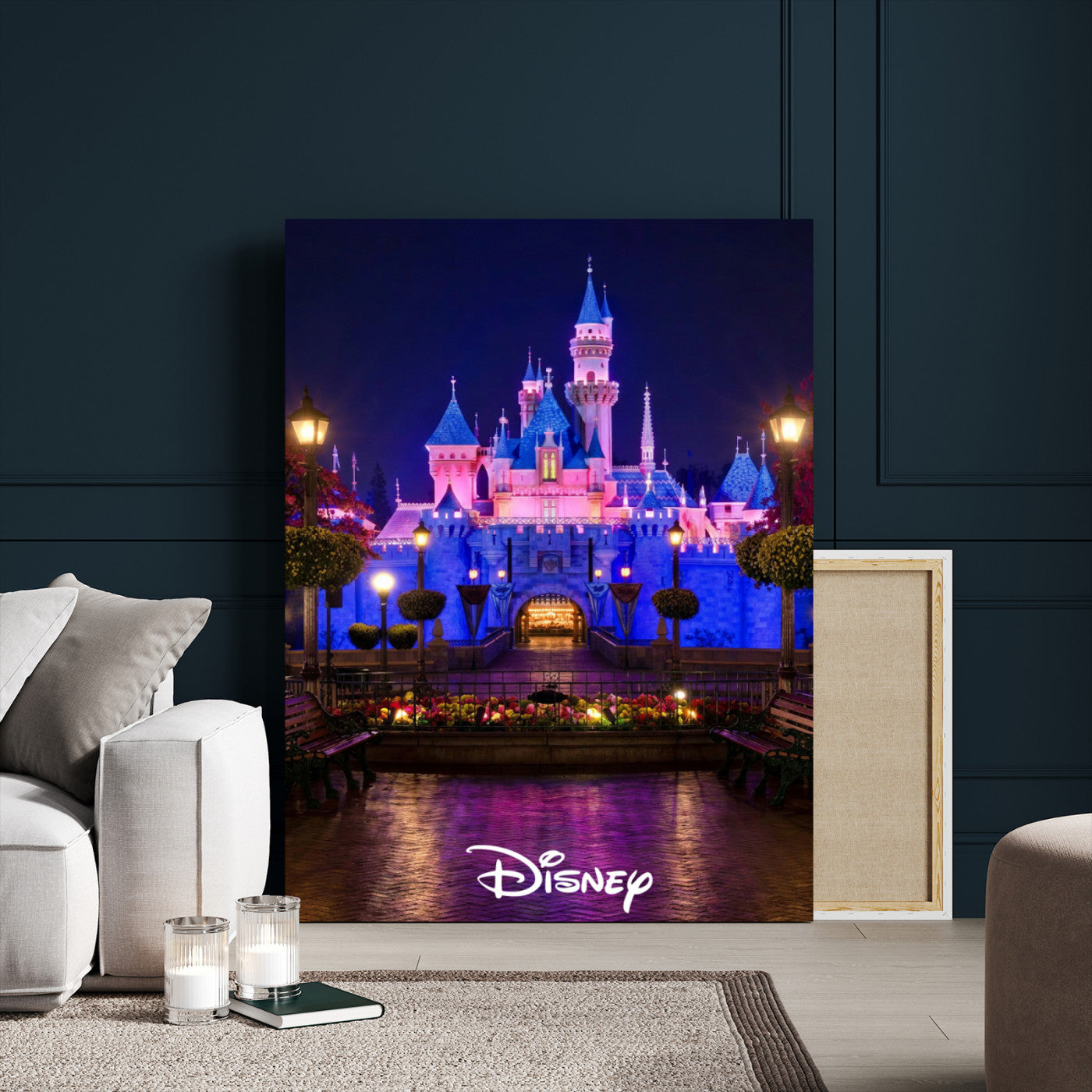 79435D-MGV-CV-24X36 - Disney Castle Wall Art – Framed Magic Kingdom Canvas Artwork, Fairytale Design, Kids Room Fantasy Decor for Home, Office