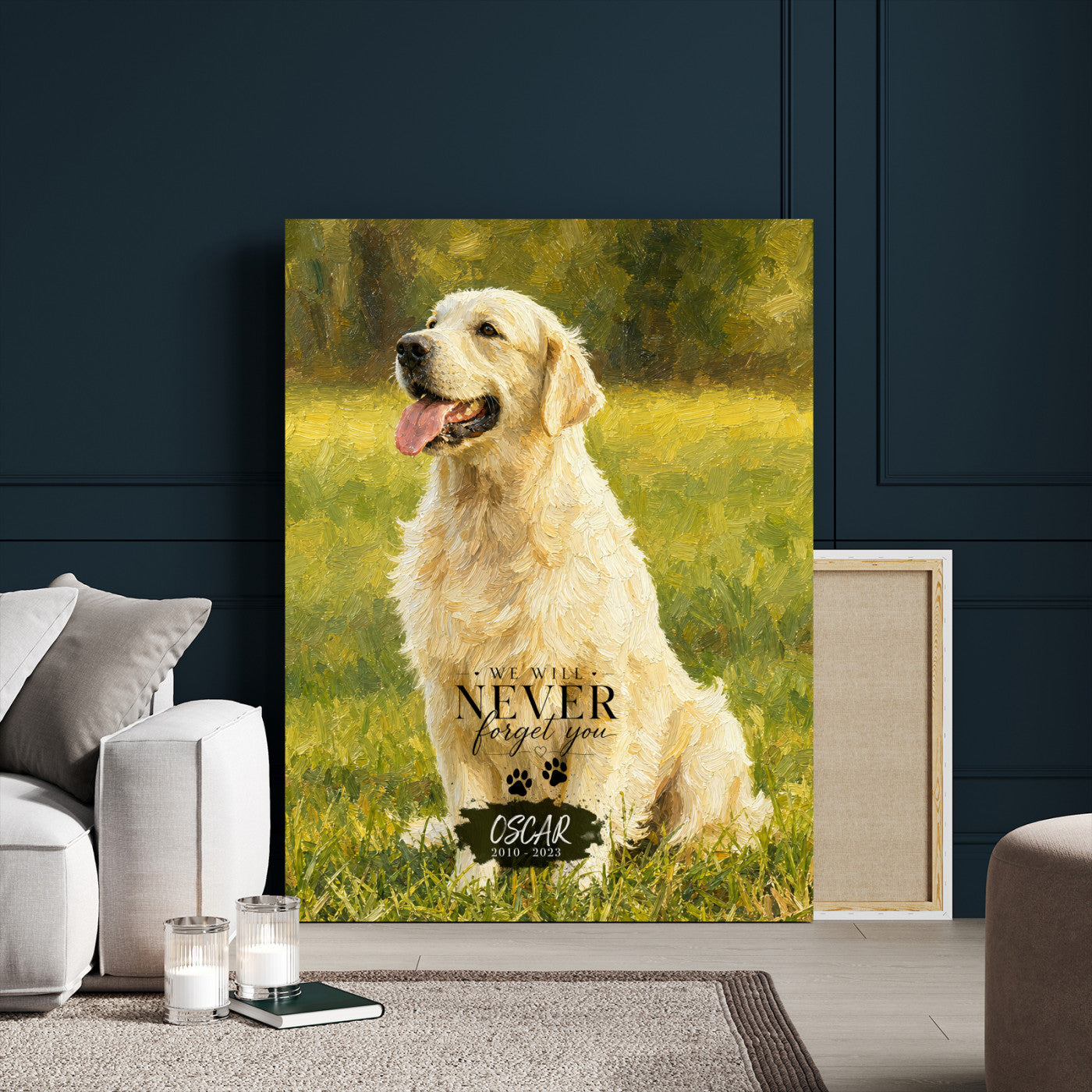 38460512V3-MGV-CV-24X36 - Pet Memorial Wall Art Canvas Print, Custom Dog Memorial Portrait, Personalized Angel Pet Loss Gift, Angel Wings Puppy Print