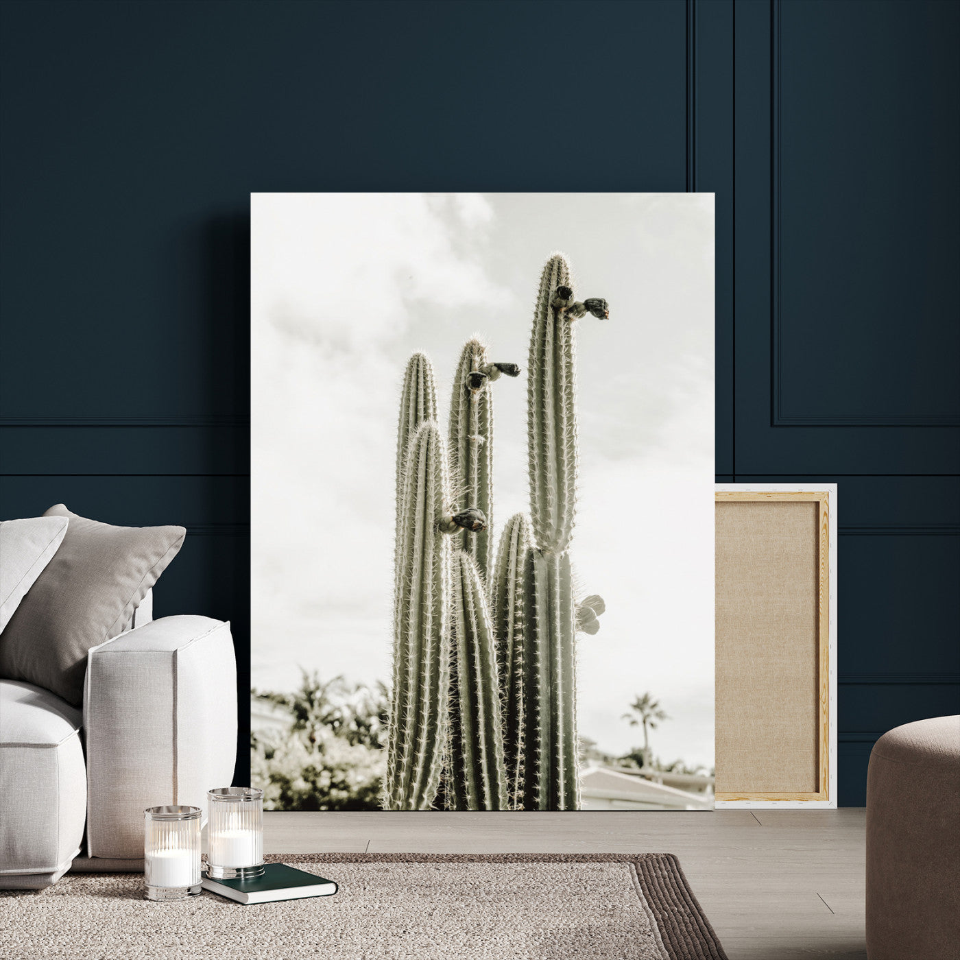 79942620-MGV-CV-24X36 - Tall Saguaro Cactus in Desert Sun Wall Art Canvas Print - Minimalist Boho Botanical Decor