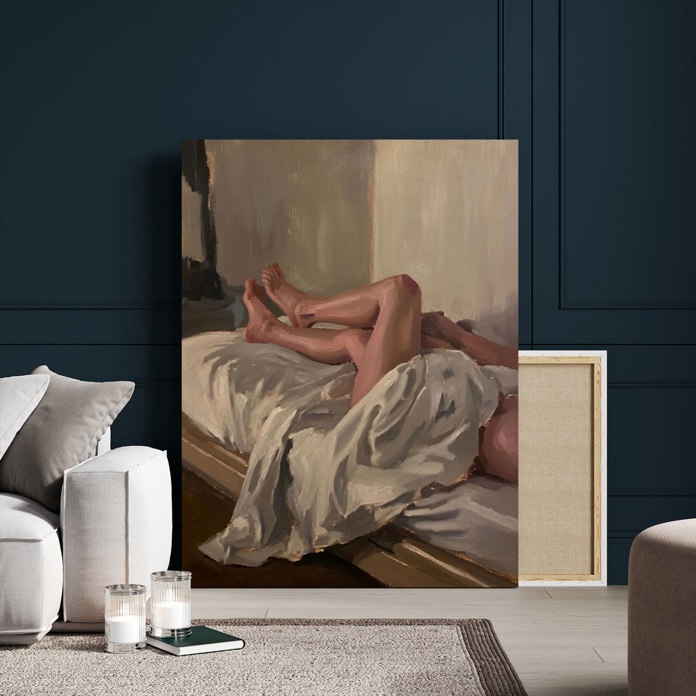 32200836-MGV-CV-24X36 - Gay Love in Bed Wall Art Canvas Print - Mood Impressionist Oil Painting Fine Art