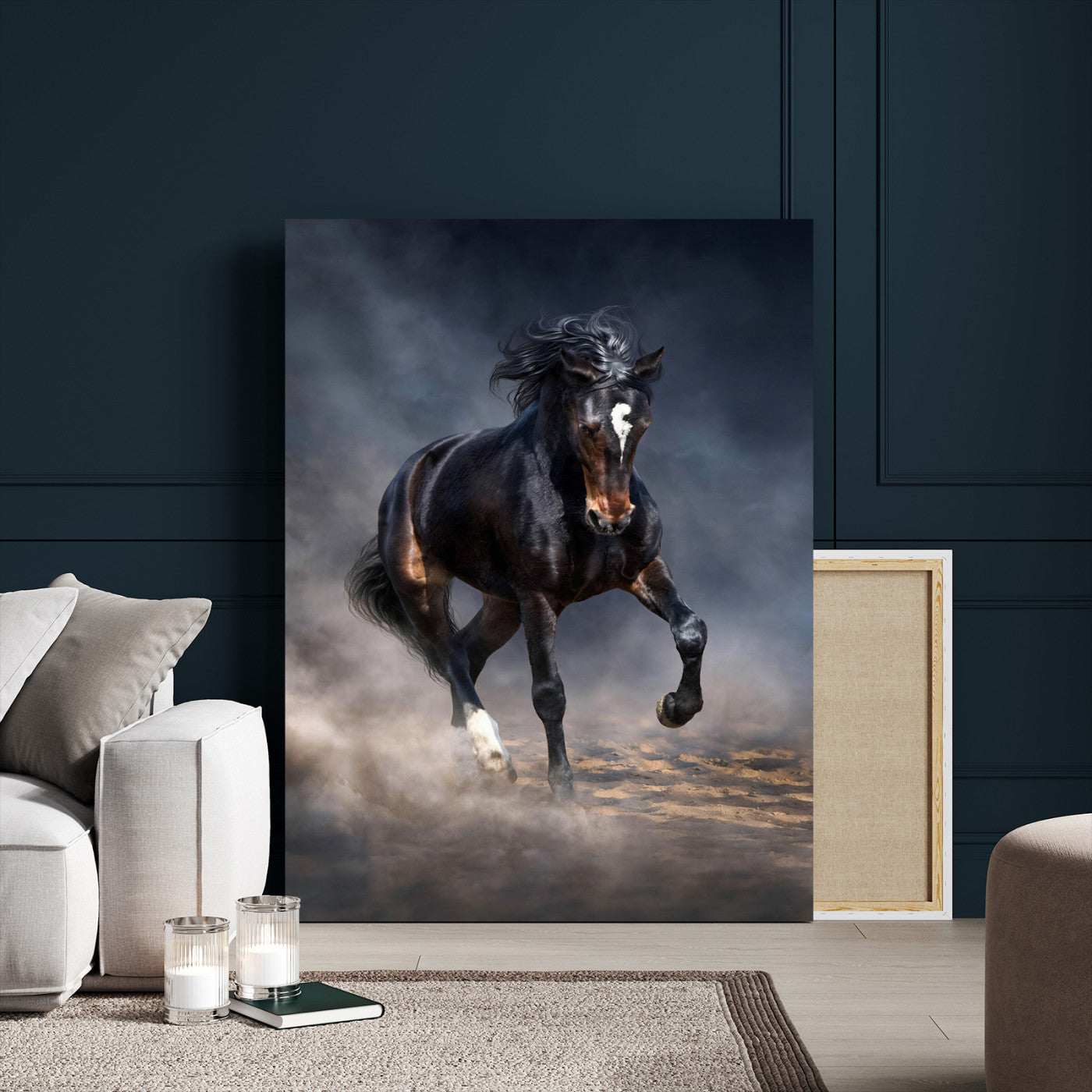 85088910-T-MGV-CV-24X36 - Wild Horses Galloping in Dust Storm Wall Art Canvas Print - Powerful Wildlife Fine Art