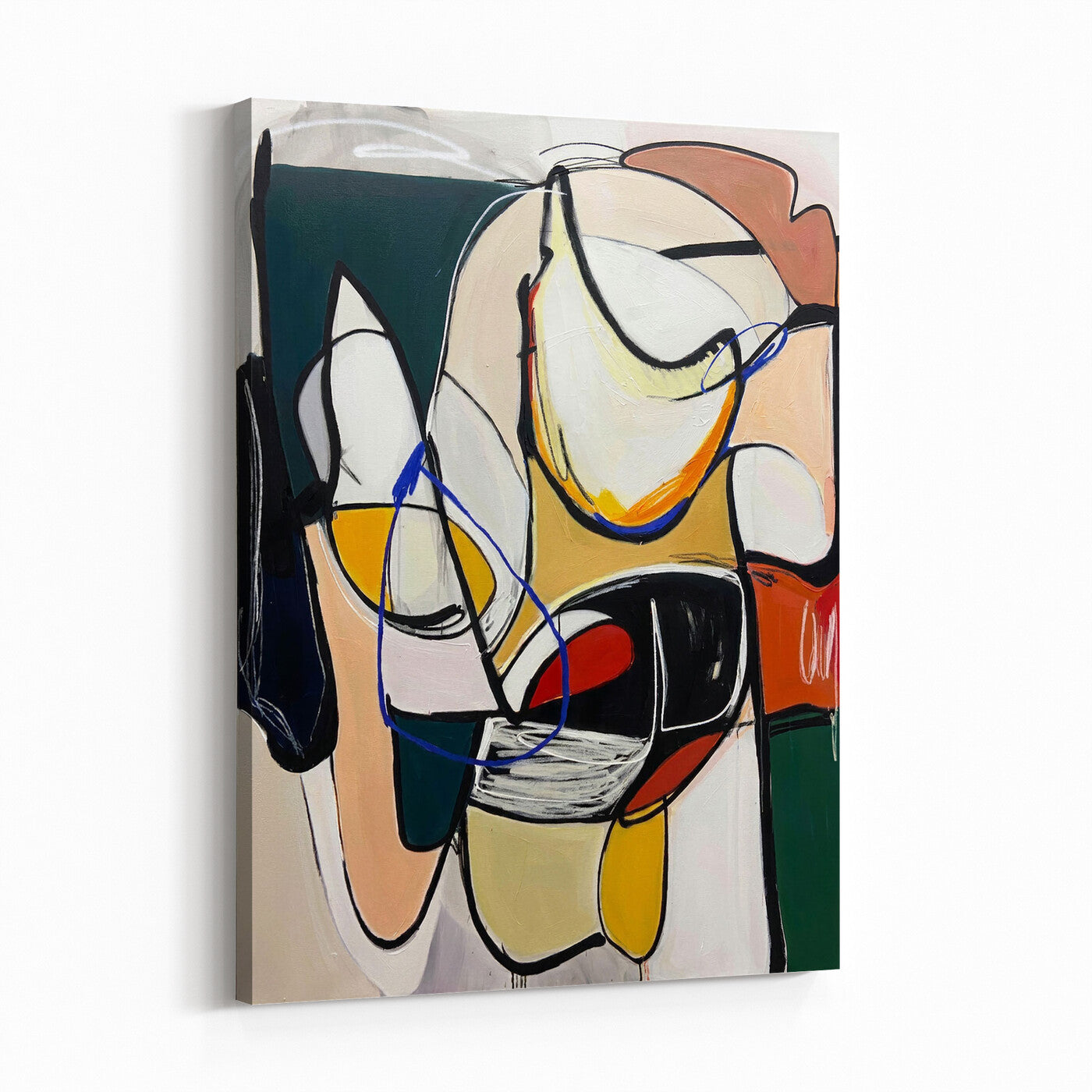 78751462-MGV-CV-24X36 - Mid Century Modern Abstract Canvas Wall Art Colorful Cubist Painting Print
