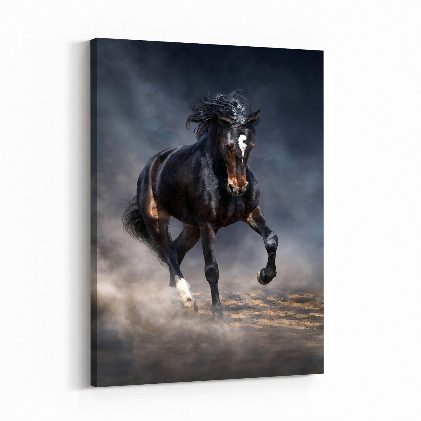 85088910-T-MGV-CV-24X36 - Wild Horses Galloping in Dust Storm Wall Art Canvas Print - Powerful Wildlife Fine Art