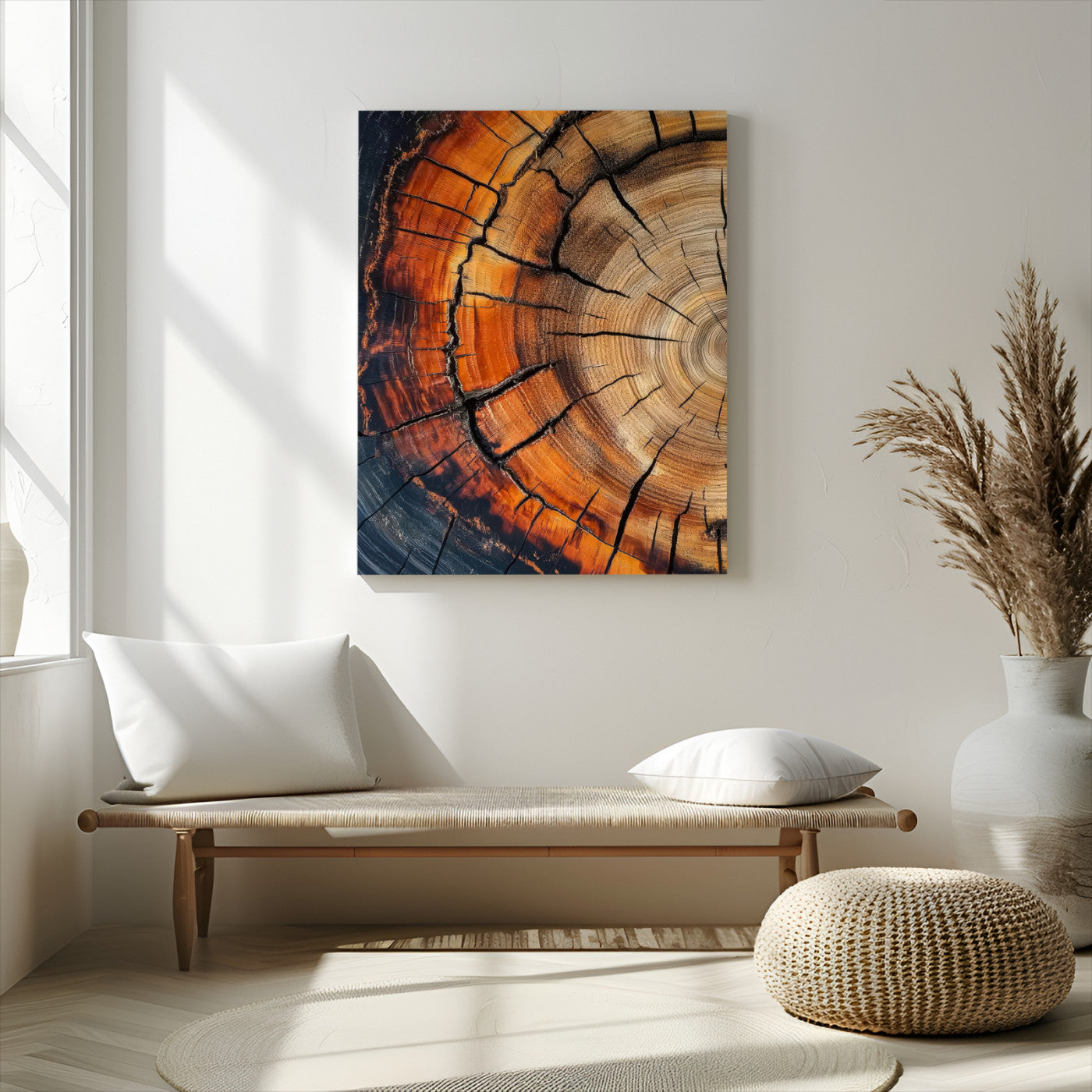 33751185-MGV-CV-24X36-Tree Rings Wall Art Canvas Print – Rustic Wood Grain Texture Natural Pattern Warm Earthy Artwork for Home Office