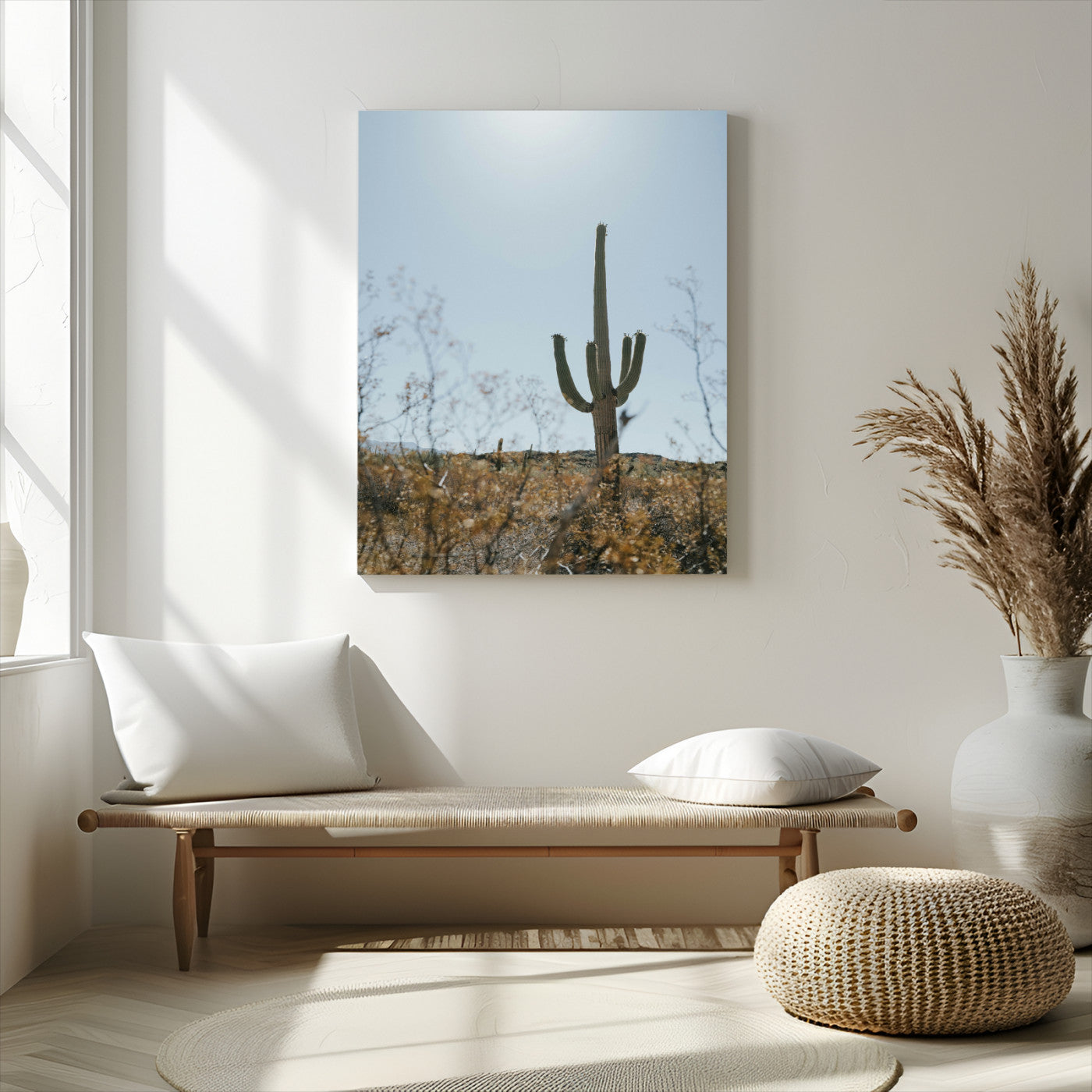 72537171-MGV-CV-24X36-Saguaro Cactus Wall Art Canvas Print – Framed Southwestern Desert Landscape Nature Scene Artwork for Home Office