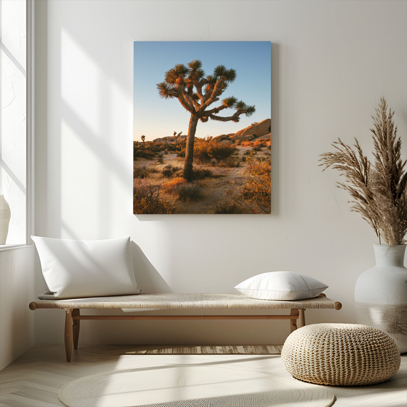 96503558-MGV-CV-24X36-Joshua Tree Wall Art Canvas Print – Framed Desert Sunset Golden Hour Light Southwestern Boho Nature Artwork for Home, Office
