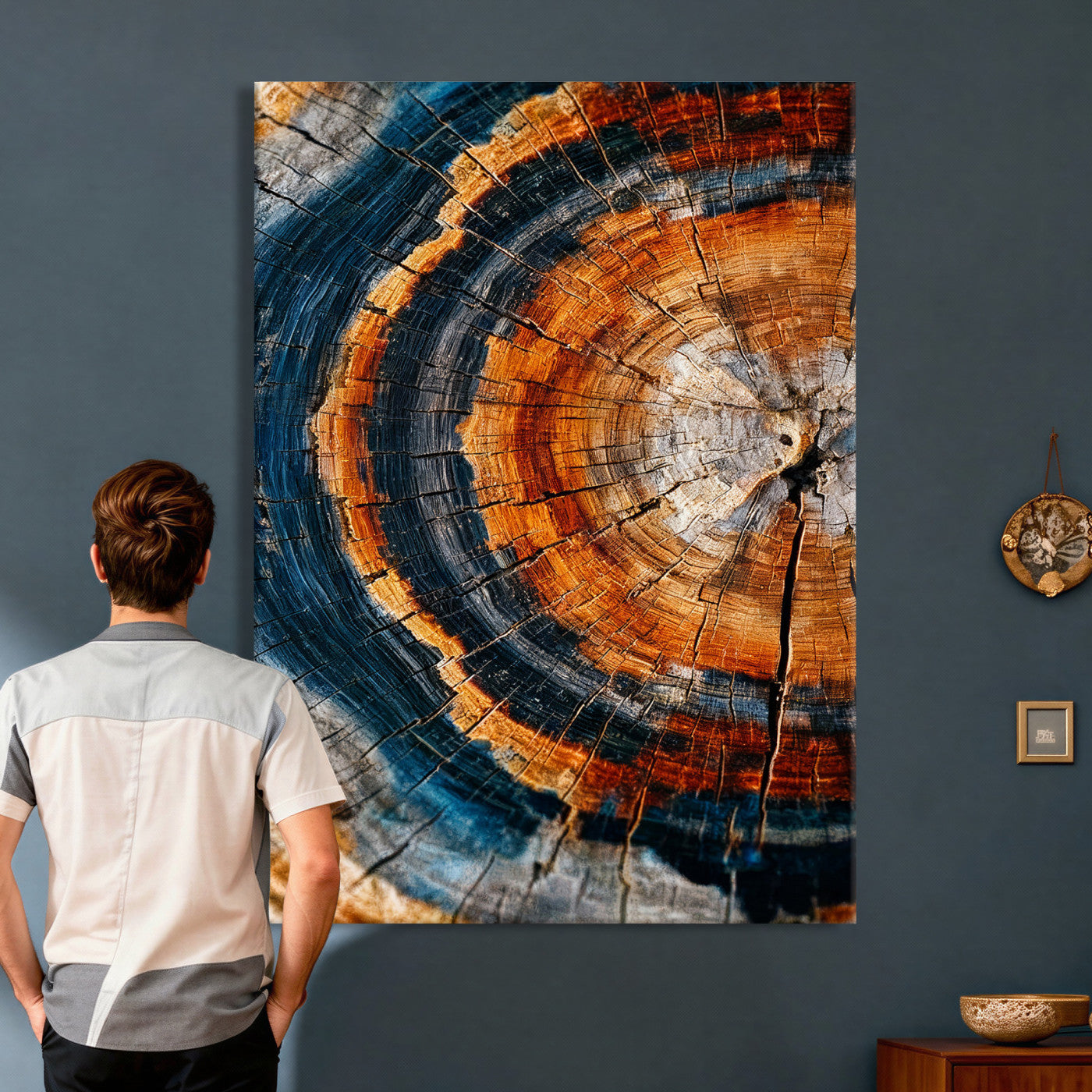 92693966C-MGV-CV-24X36 - Abstract Wood Grain Canvas Print, Tree Ring Pattern Wall Art, Framed Canvas Ready to Hang