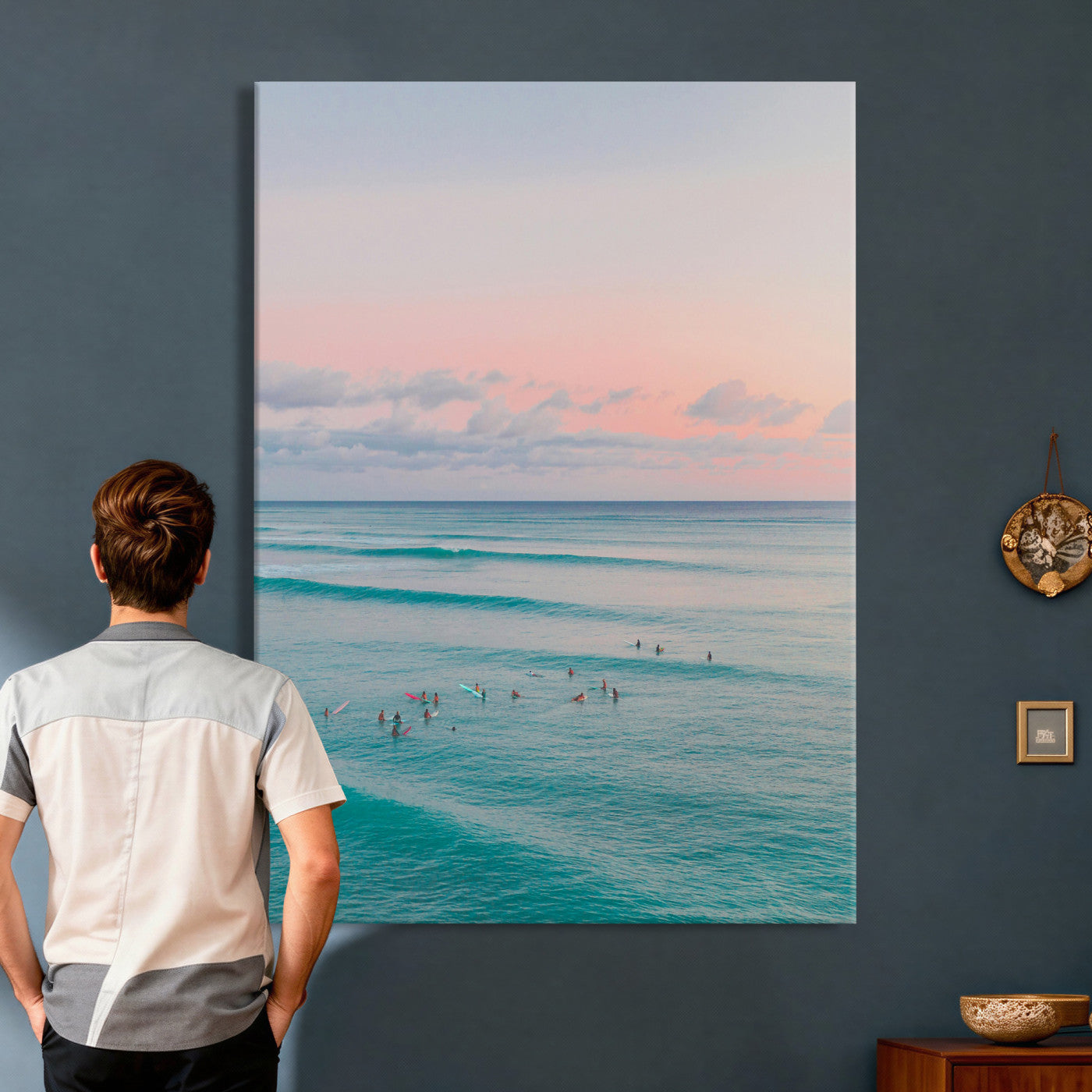 43011896-MGV-CV-24X36 - Beach Walk Wall Art Canvas Print – Soft Coastal Photography Artwork Print for Bedroom, Living Room, and Serene Home Decor