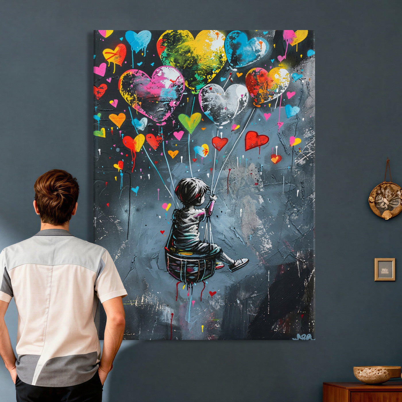 3812625445543-MGV-CV-24X36 - Banksy Balloon Canvas,Banksy Grafitti Art, Balloon Poster, Banksy Art, Wall Art Canvas Design, Ready To Hang Decoration,Wall Art