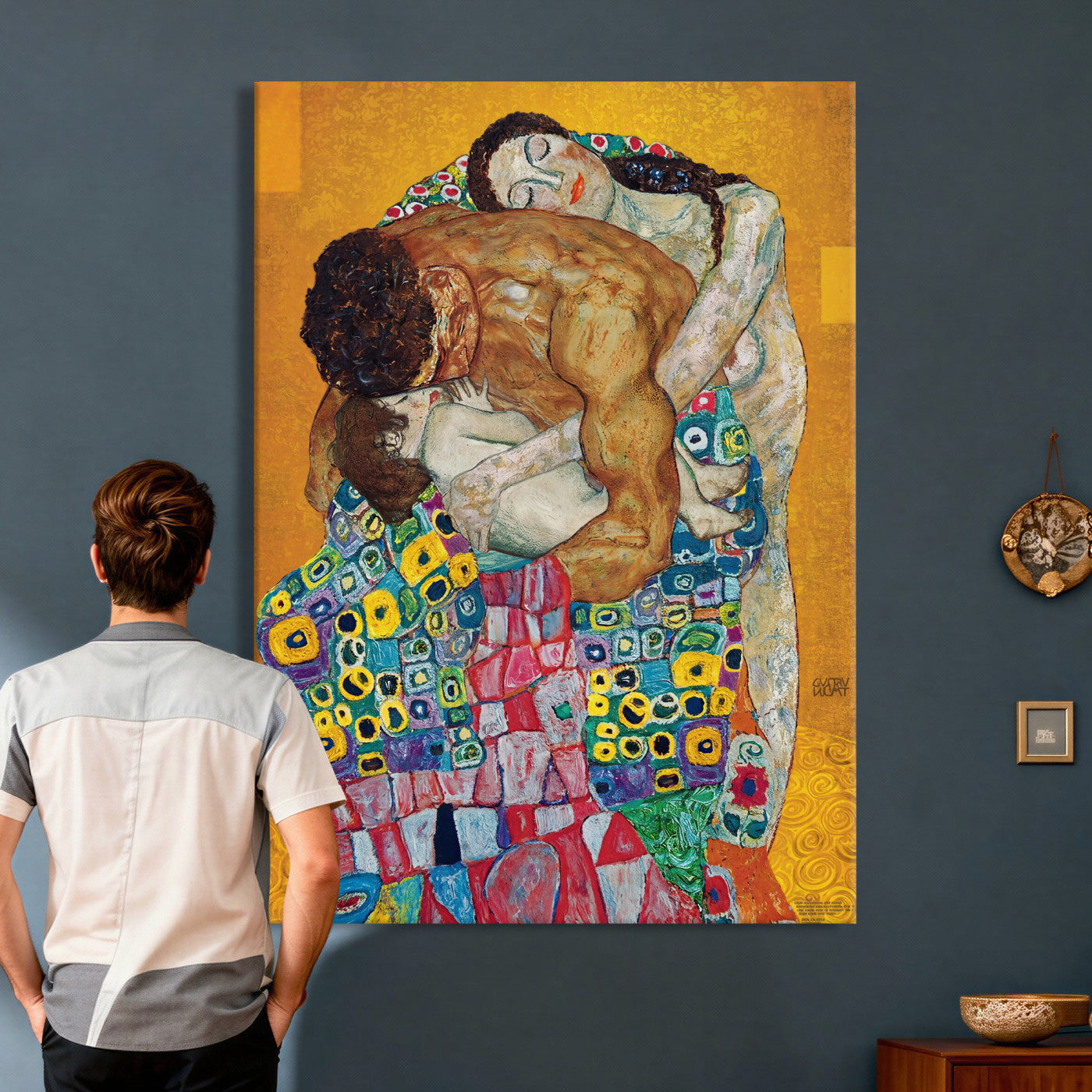 44640476-MGV-CV-24X36 - The Bride Wall Art Canvas Print – Gustav Klimt Inspired Romantic Embrace Painting
