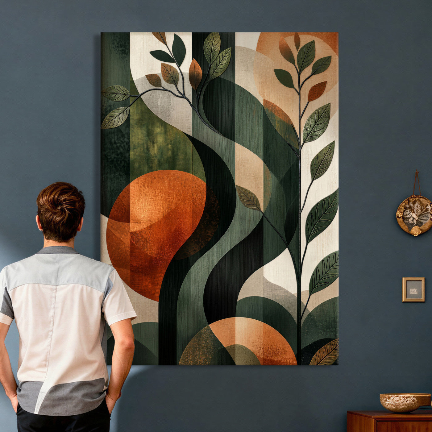 82797335-MGV-CV-24X36 - Abstract Green Flowers Wall Art Canvas Print