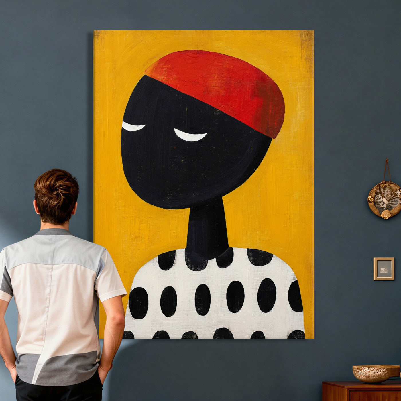 89224103-MGV-CV-24X36 - Abstract Portrait Wall Art Canvas Print, Framed Modern Figurative Artwork, Minimalist Contemporary Statement Wall Decor