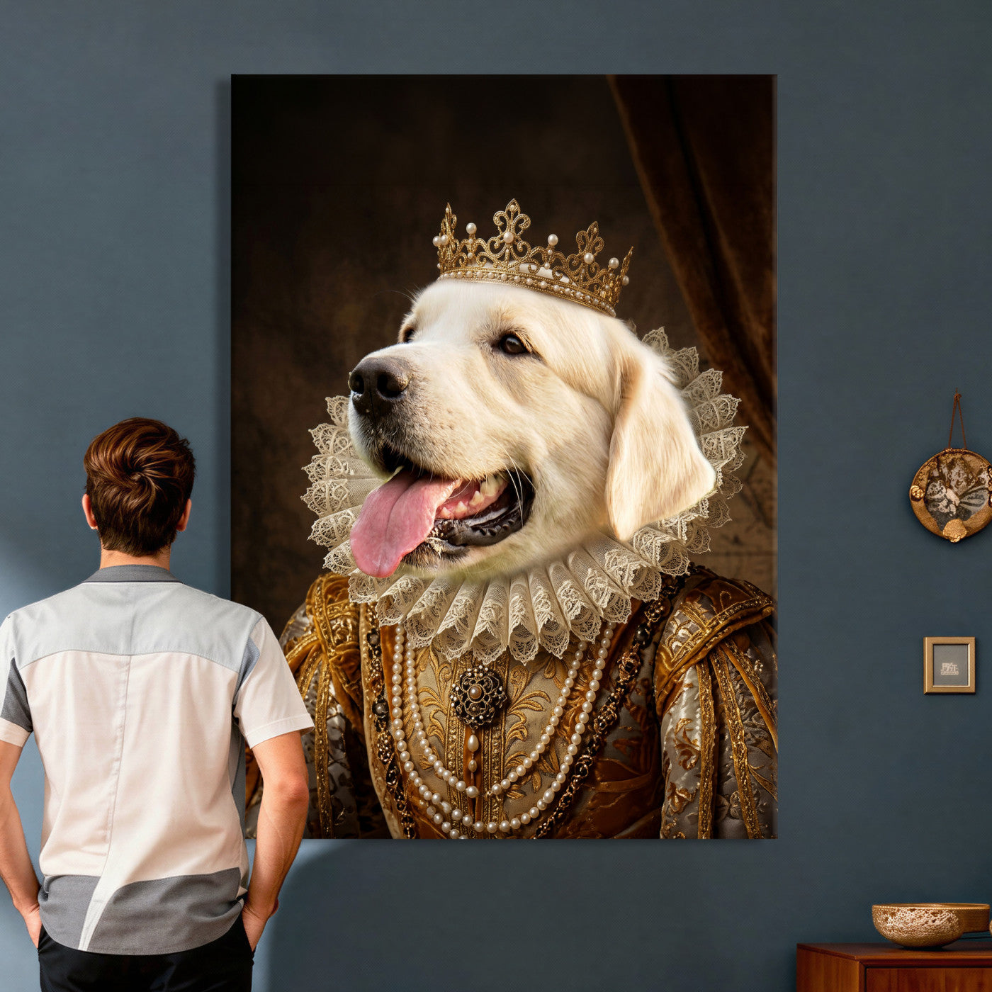 38460512L1-MGV-CV-24X36 - Custom Royal Pet Portrait Canvas, Your Dog or Cat as Queen King Aristocrat, Personalized Regal Animal Art