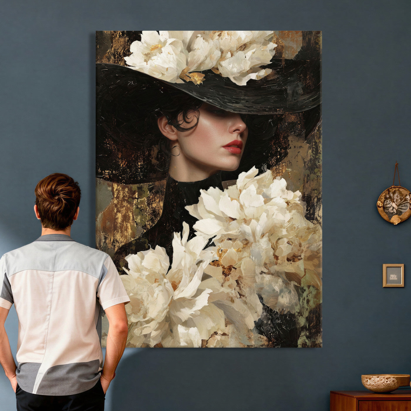 34147087-MGV-CV-24X36 - Glamour Woman Portrait Canvas Wall Art, Elegant Patel Women Portrait Print