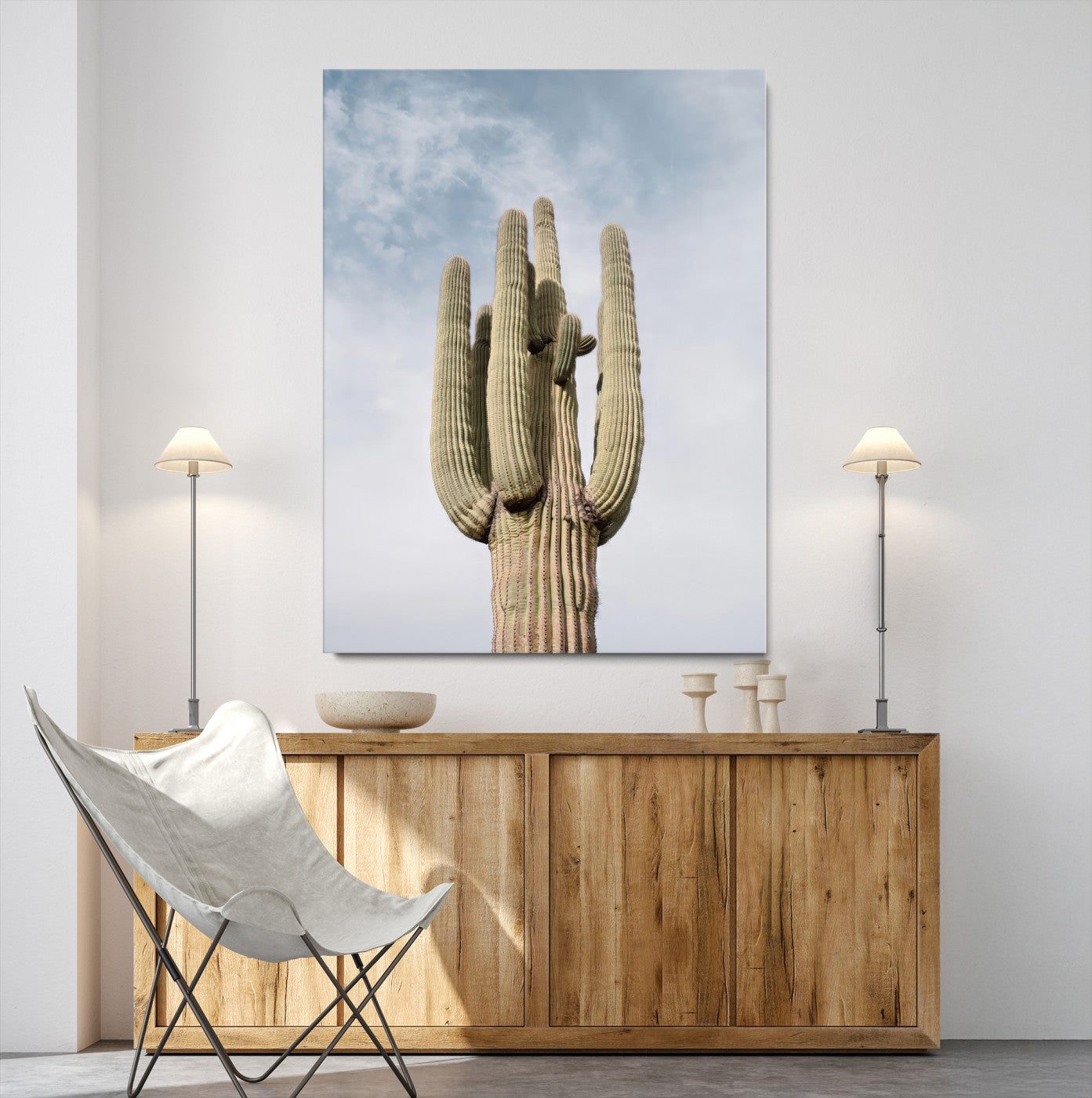 44868276-MGV-CV-36X24-Saguaro Cactus Wall Art Canvas Print, Framed Earthy Desert Art Picture Print, Warm Botanical Perfect