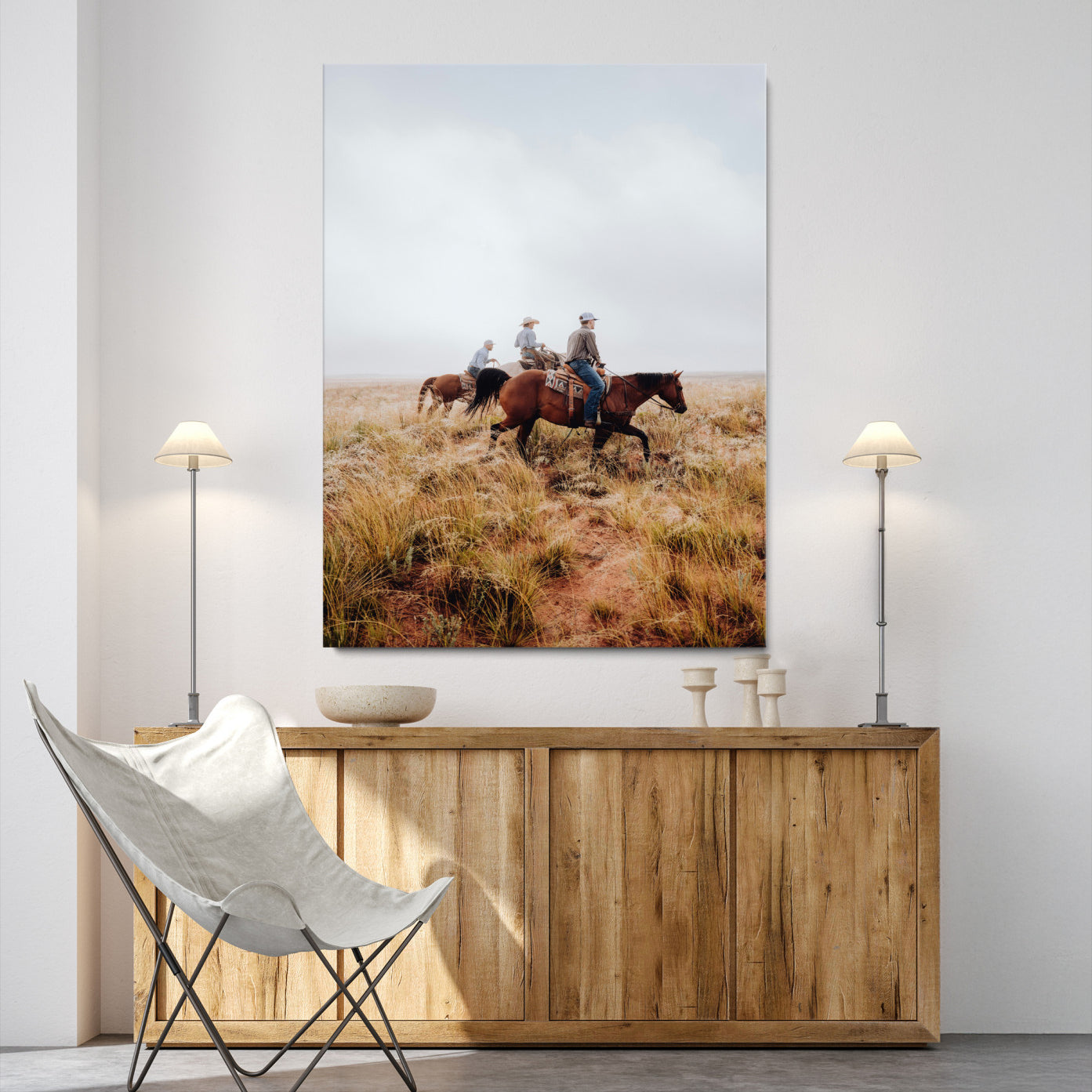 99600459-MGV-CV-24X36-Golden Grassland Wall Art Canvas Print – Framed Western Frontier Open Range Scene Rustic Landscape Artwork for Home Office